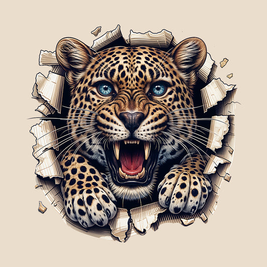 Leopard Breaking Through Wall Realistic 3D Big Cat | PRODUCT CODE: LPORDBKNGWLBE