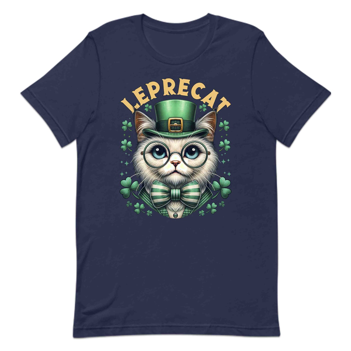Leprecat St. Patrick's Day Cute Irish Cat with Shamrocks | PRODUCT CODE: LPRTBJENAOEM
