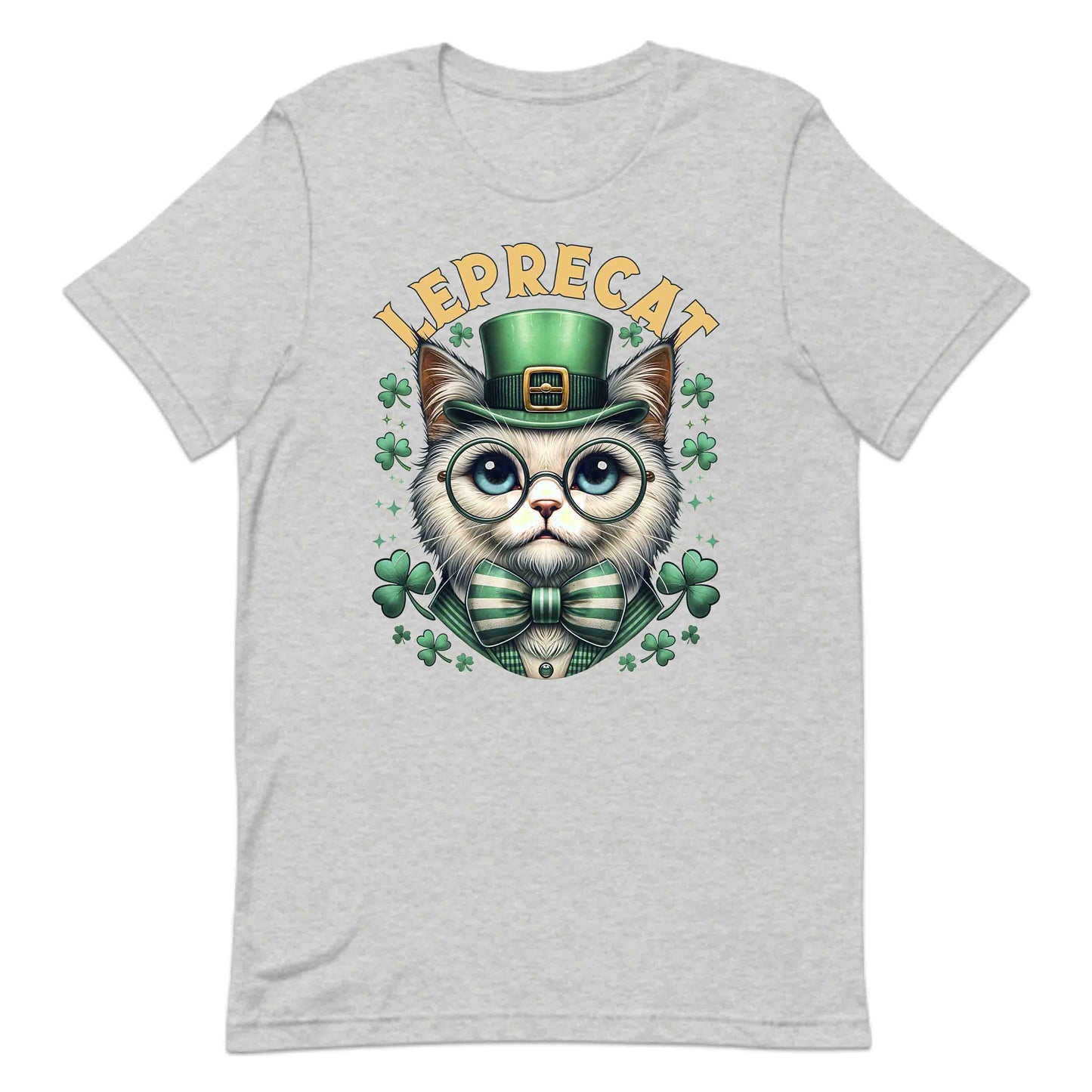 Leprecat St. Patrick's Day Cute Irish Cat with Shamrocks | PRODUCT CODE: LPRTBJENAOEM