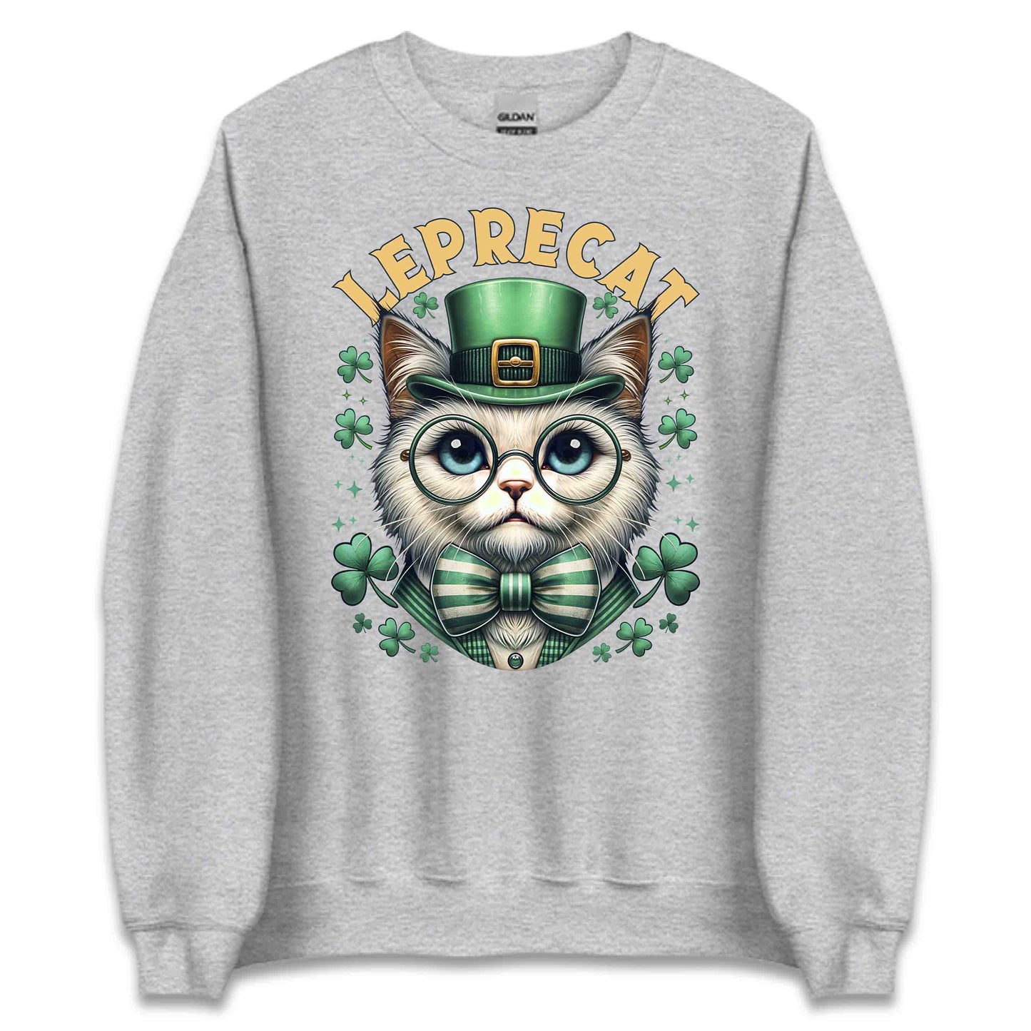 Leprecat St. Patrick's Day Cute Irish Cat with Shamrocks | PRODUCT CODE: LPRTBJENAOEM