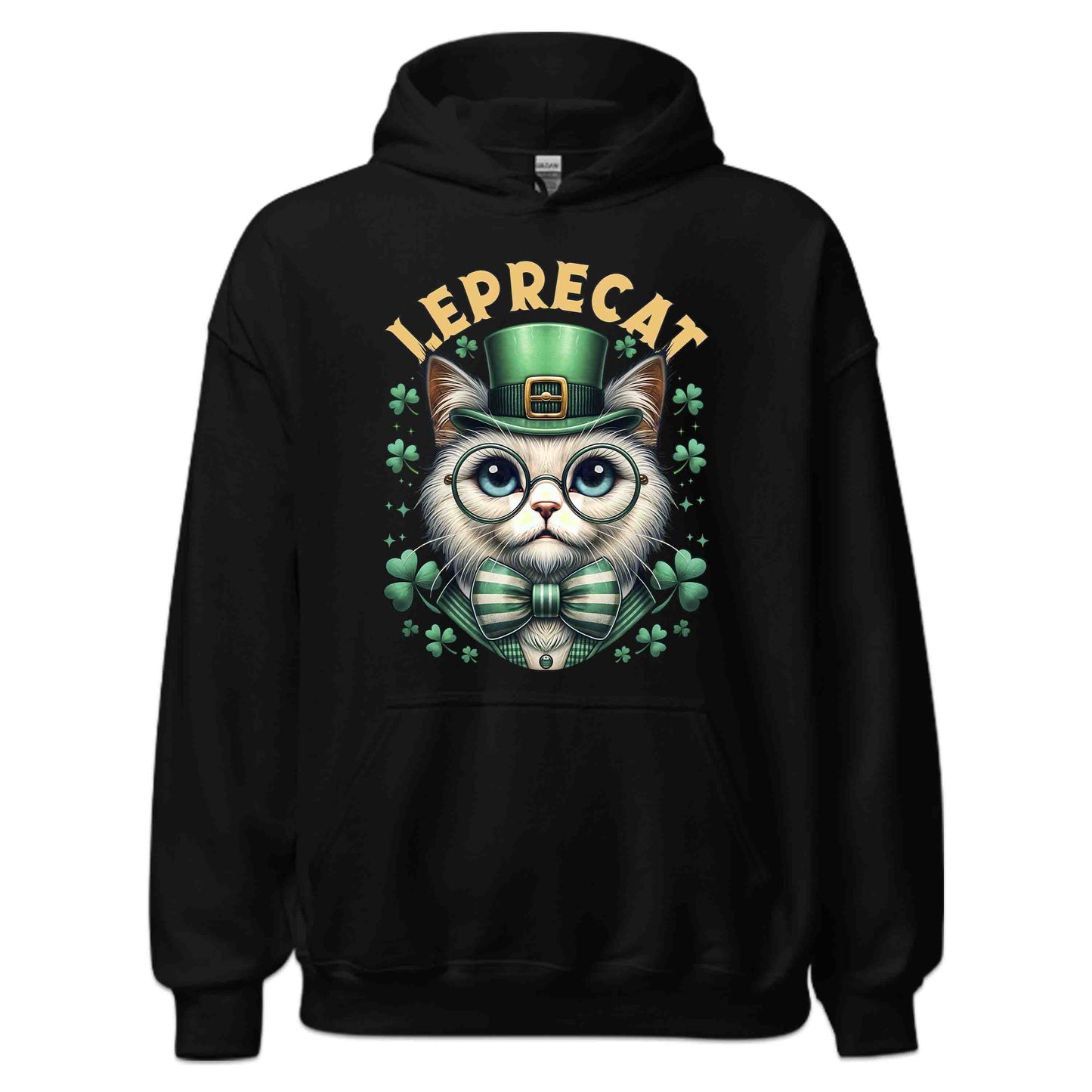 Leprecat St. Patrick's Day Cute Irish Cat with Shamrocks | PRODUCT CODE: LPRTBJENAOEM