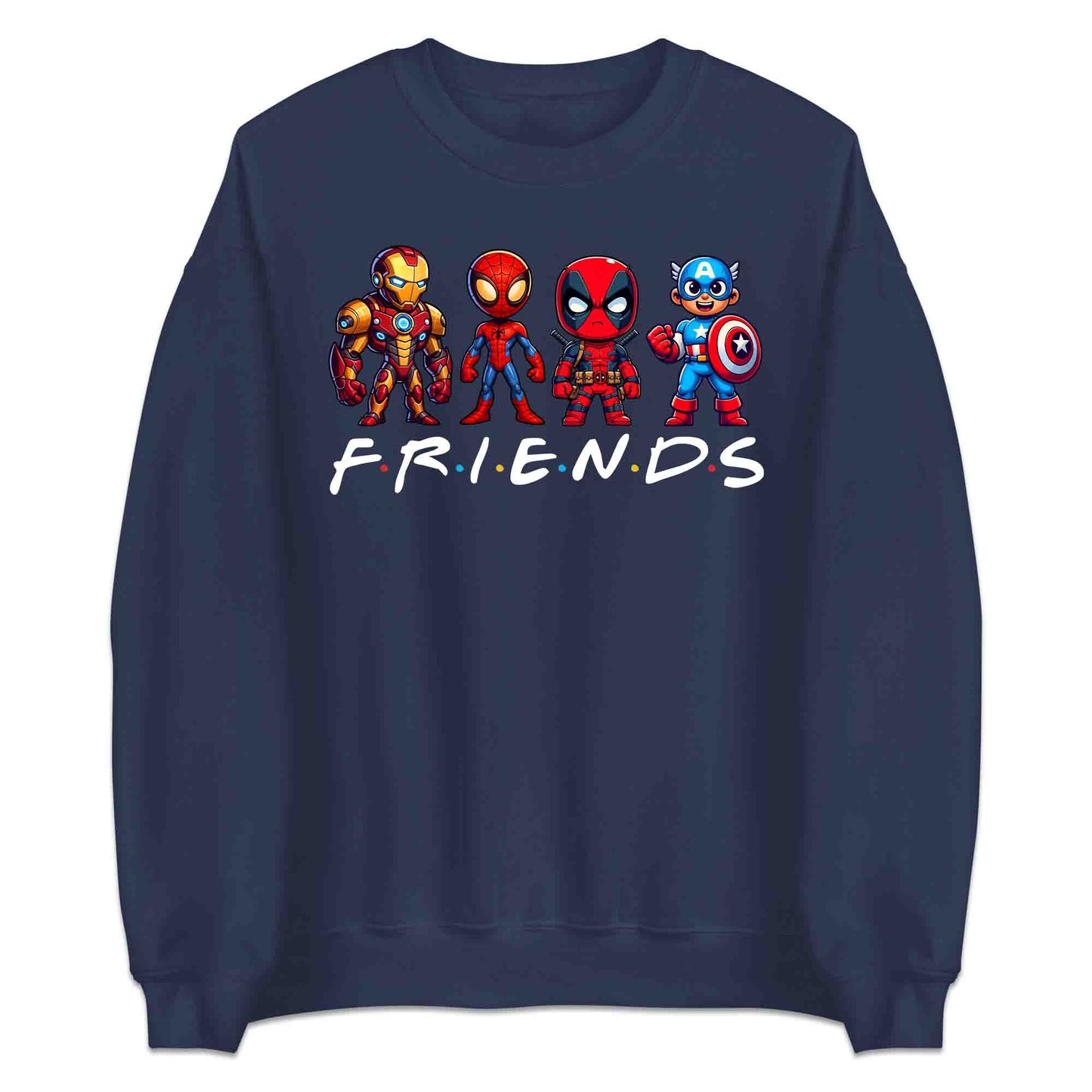 Marvel Superhero Friends T-Shirt | Chibi Avengers Jumper | Spider-Man, Deadpool, Iron Man & Captain America Hoodie | PRODUCT CODE: MADBVRLSUYP