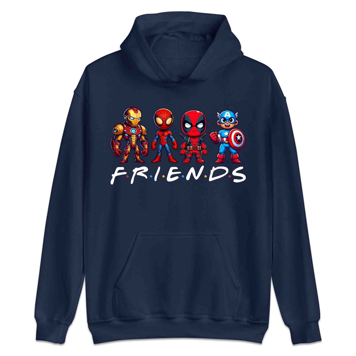 Marvel Superhero Friends T-Shirt | Chibi Avengers Jumper | Spider-Man, Deadpool, Iron Man & Captain America Hoodie | PRODUCT CODE: MADBVRLSUYP