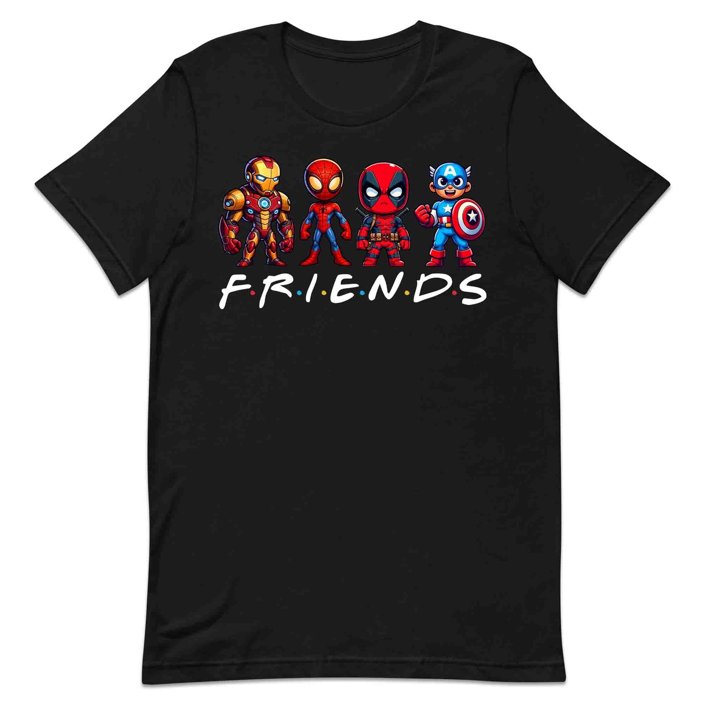 Marvel Superhero Friends T-Shirt | Chibi Avengers Jumper | Spider-Man, Deadpool, Iron Man & Captain America Hoodie | PRODUCT CODE: MADBVRLSUYP