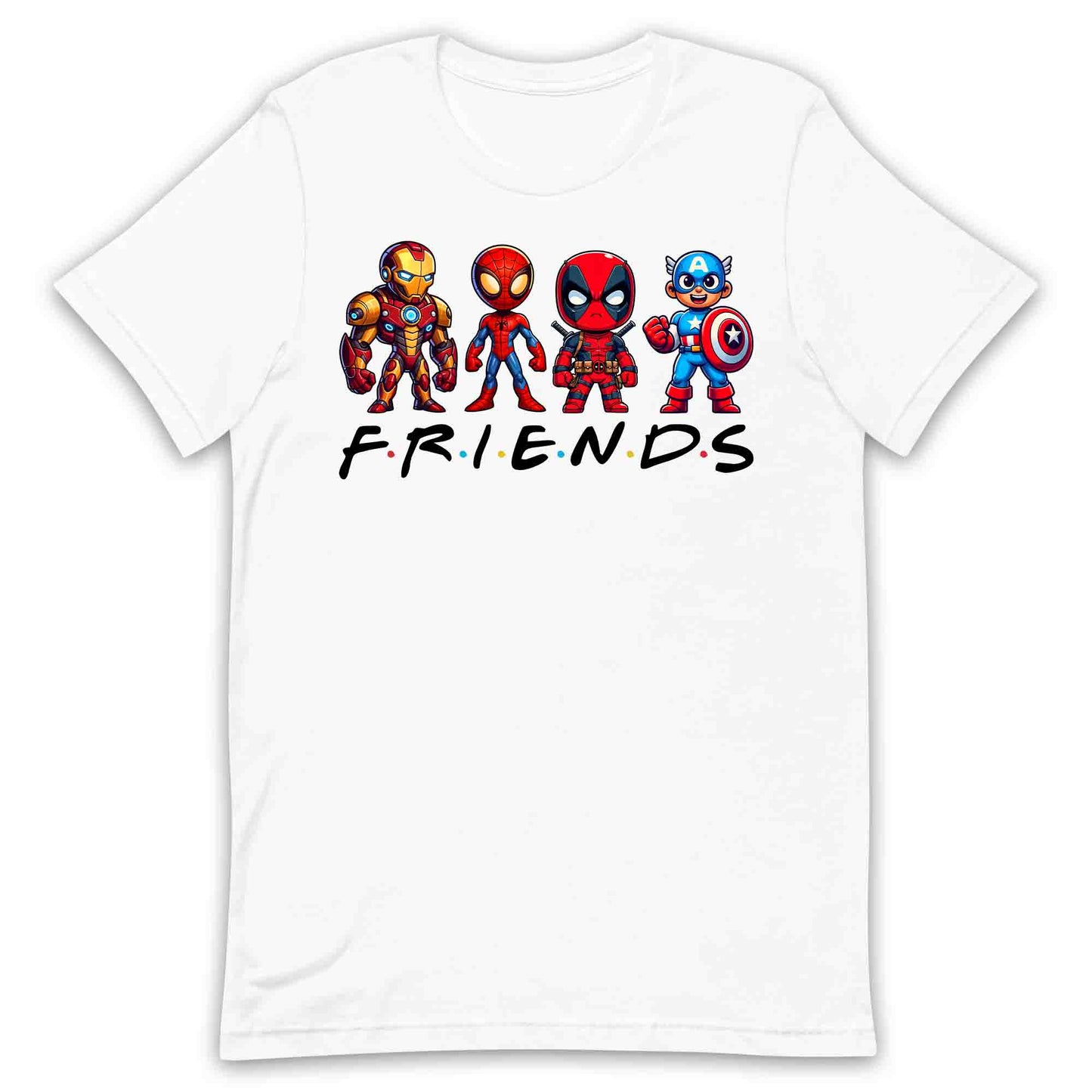 Marvel Superhero Friends T-Shirt | Chibi Avengers Jumper | Spider-Man, Deadpool, Iron Man & Captain America Hoodie | PRODUCT CODE: MADBVRLSUYP