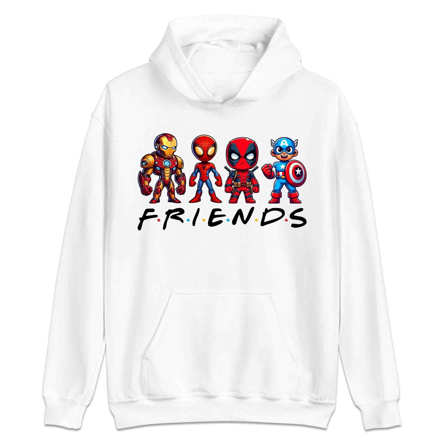 Marvel Superhero Friends T-Shirt | Chibi Avengers Jumper | Spider-Man, Deadpool, Iron Man & Captain America Hoodie | PRODUCT CODE: MADBVRLSUYP