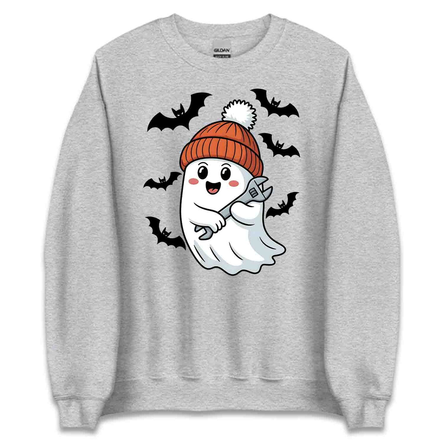 Mechanic Ghost T-Shirt, Spooky Kawaii Sweatshirt, Halloween Festivities Hoodie | PRODUCT CODE: MGHADHQEO
