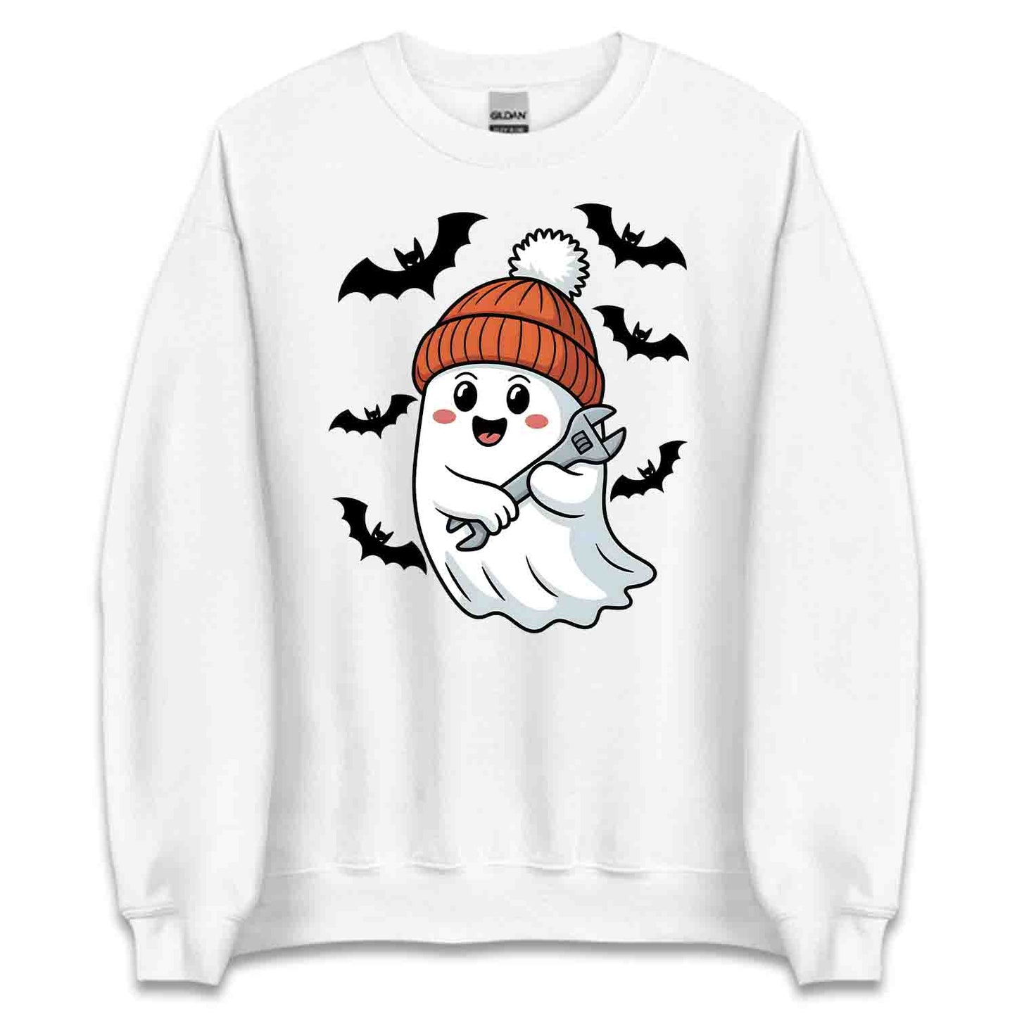 Mechanic Ghost T-Shirt, Spooky Kawaii Sweatshirt, Halloween Festivities Hoodie | PRODUCT CODE: MGHADHQEO