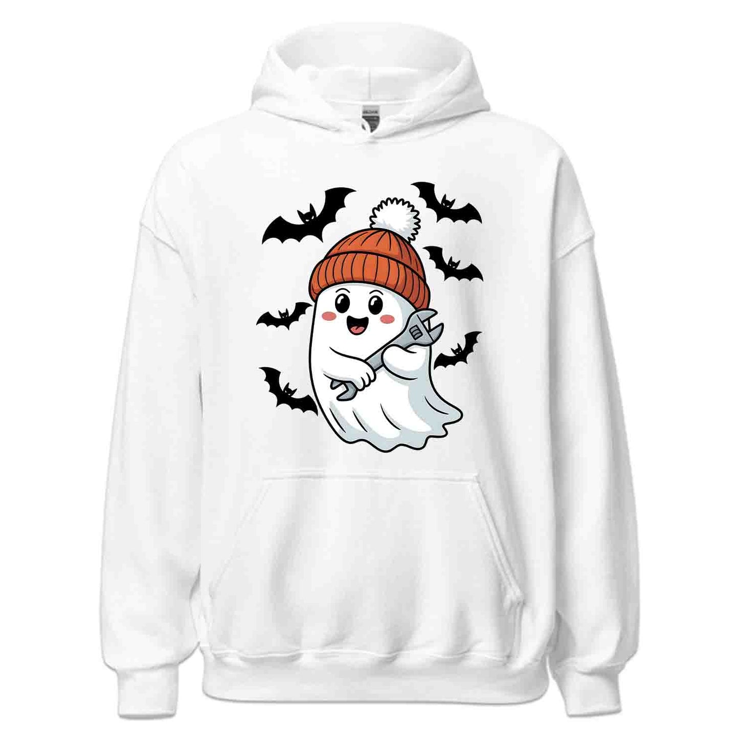 Mechanic Ghost T-Shirt, Spooky Kawaii Sweatshirt, Halloween Festivities Hoodie | PRODUCT CODE: MGHADHQEO