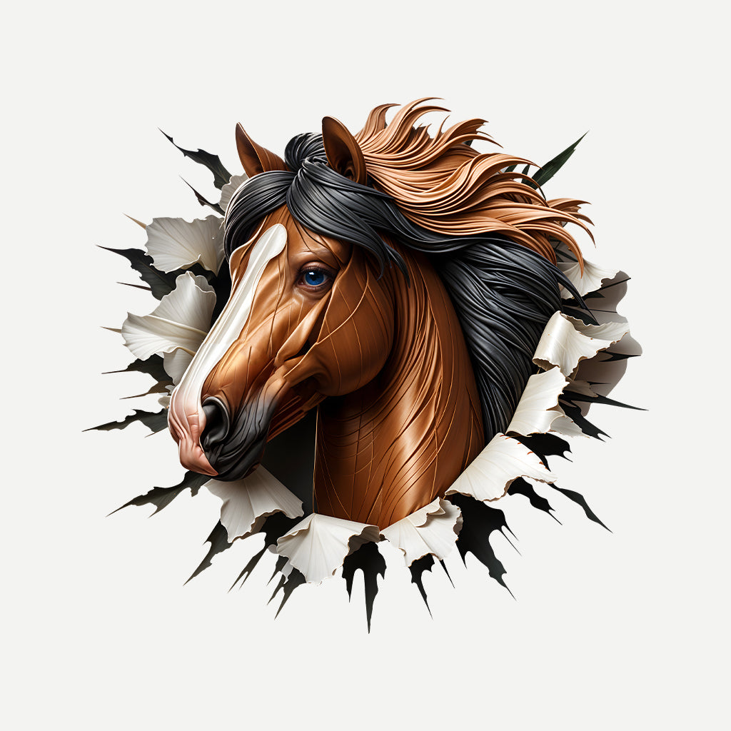 Majestic Horse Breaking Through Wall Realistic 3D Stallion | PRODUCT CODE: MJSTCHRBRKNES