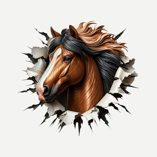 Majestic Horse Breaking Through Wall Realistic 3D Stallion | PRODUCT CODE: MJSTCHRBRKNES