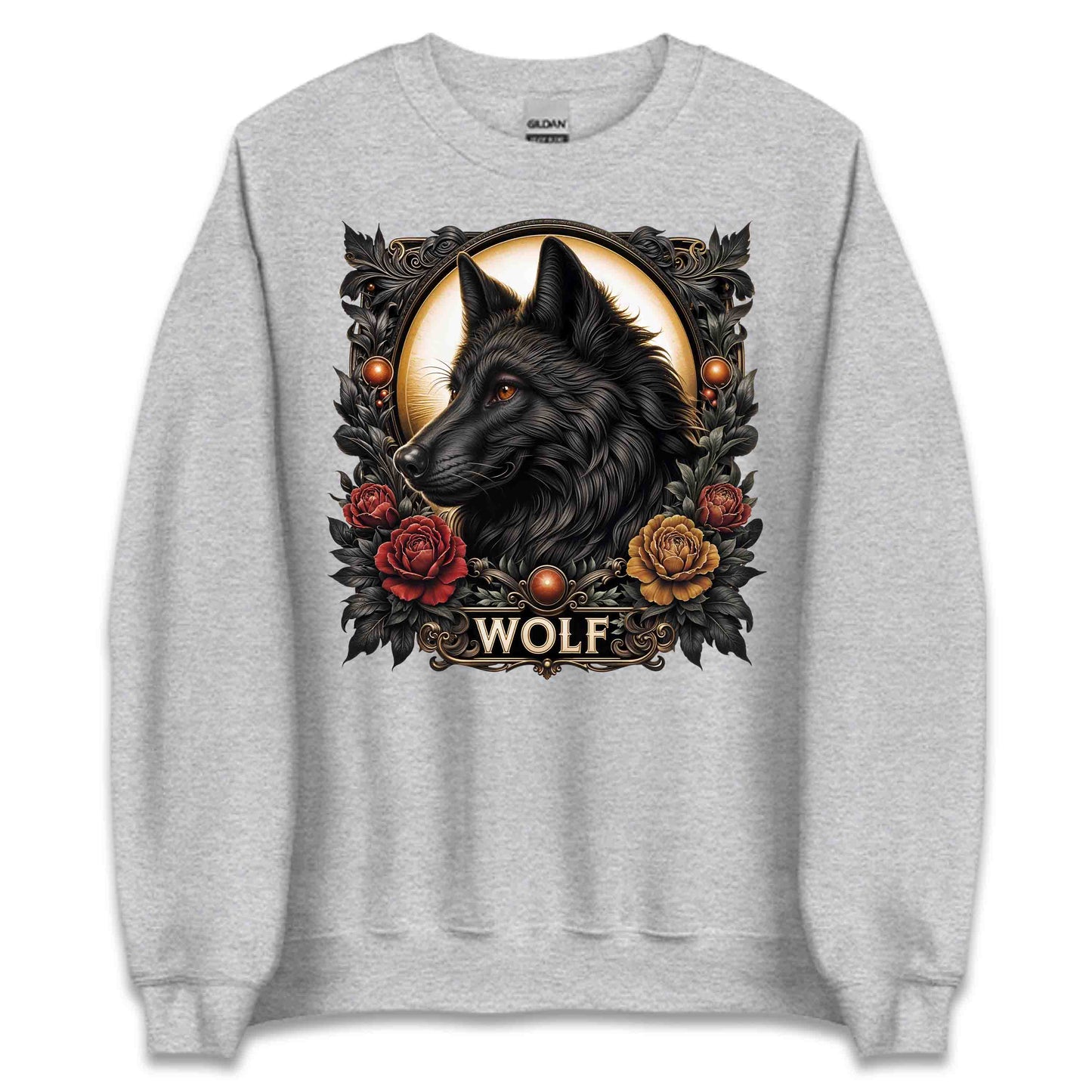 Majestic Black Wolf Vintage Gothic Wolf Dark Fantasy Wildlife Animal | PRODUCT CODE: MJTCSBLKWFO