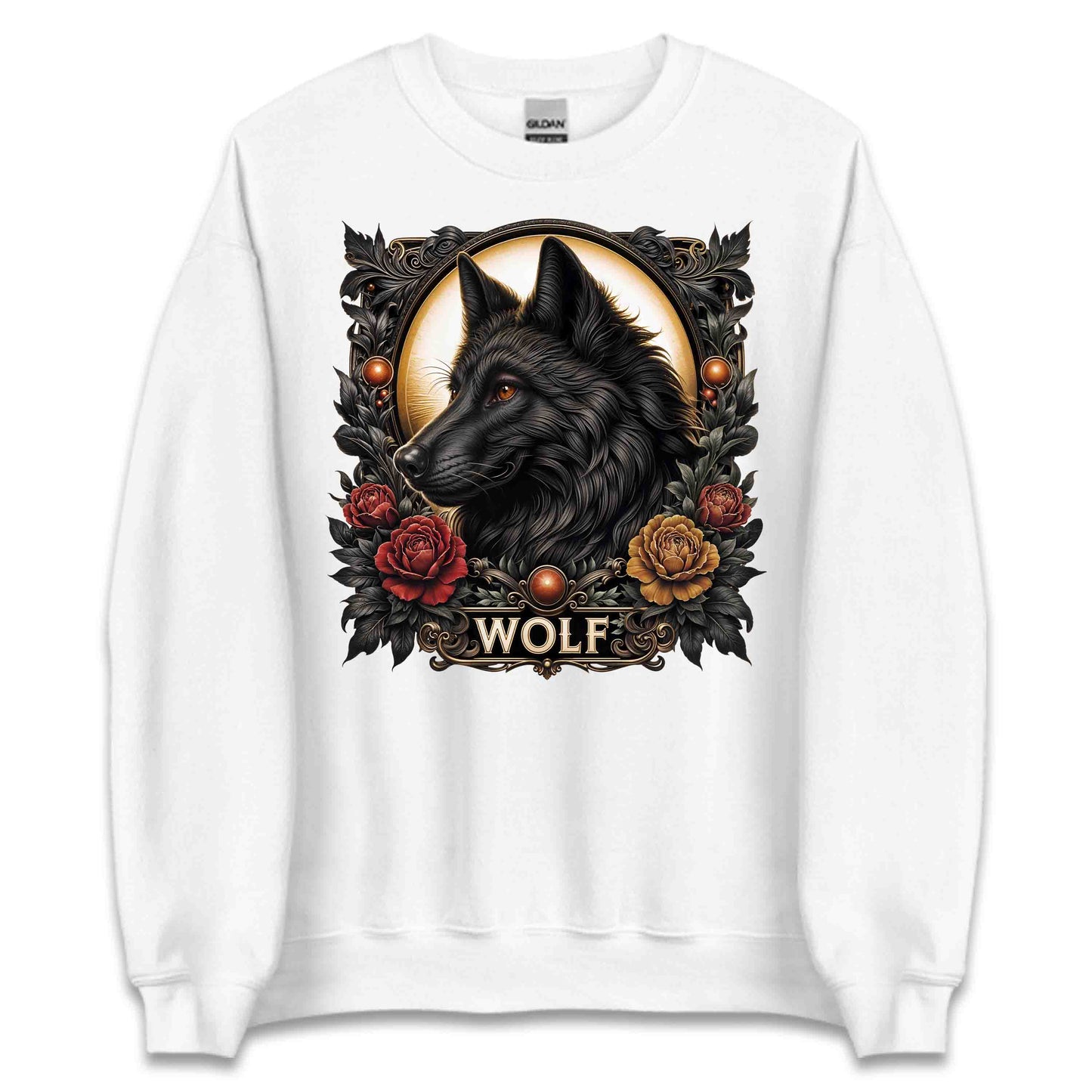 Majestic Black Wolf Vintage Gothic Wolf Dark Fantasy Wildlife Animal | PRODUCT CODE: MJTCSBLKWFO