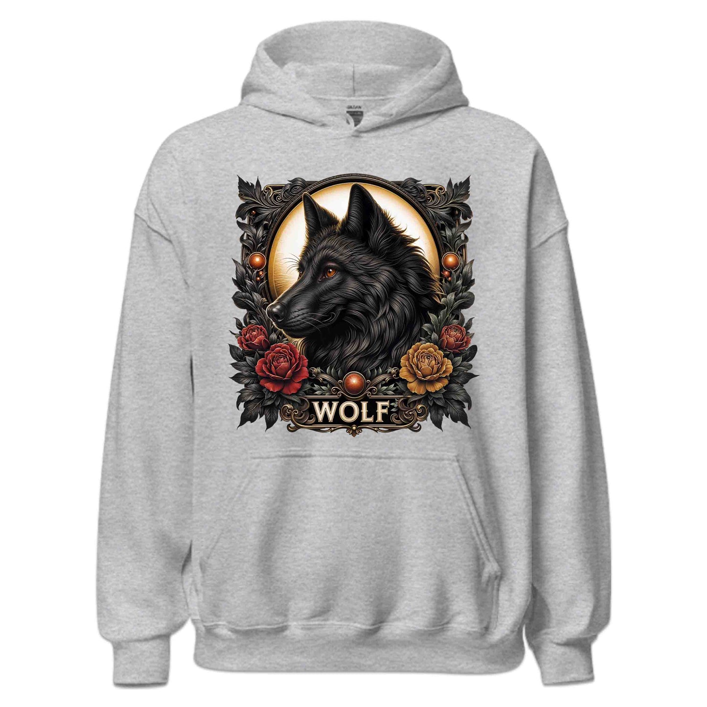 Majestic Black Wolf Vintage Gothic Wolf Dark Fantasy Wildlife Animal | PRODUCT CODE: MJTCSBLKWFO