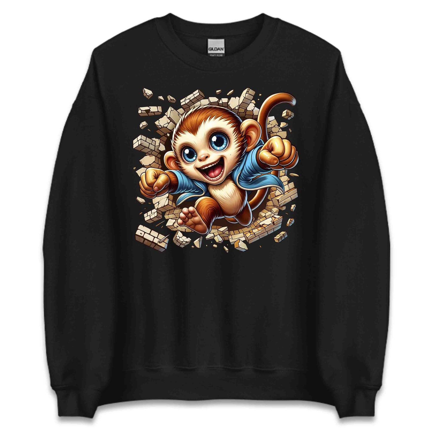 3D Realistic Cheeky Monkey Breaking Through Brick Wall | PRODUCT CODE: MKNYBRWLAMD