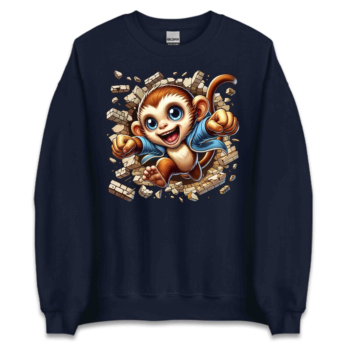 3D Realistic Cheeky Monkey Breaking Through Brick Wall | PRODUCT CODE: MKNYBRWLAMD