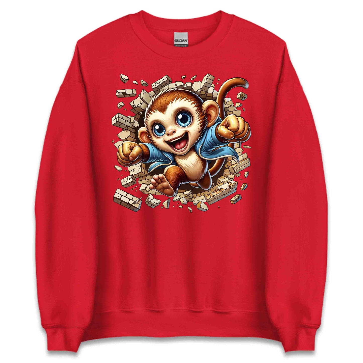 3D Realistic Cheeky Monkey Breaking Through Brick Wall | PRODUCT CODE: MKNYBRWLAMD