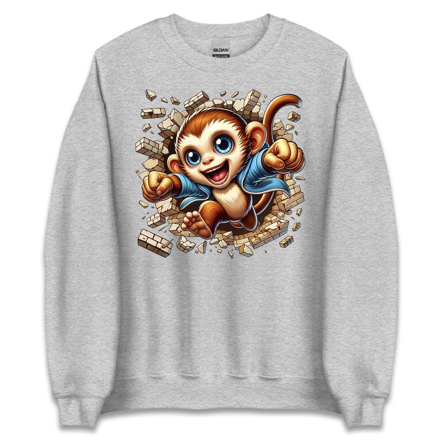 3D Realistic Cheeky Monkey Breaking Through Brick Wall | PRODUCT CODE: MKNYBRWLAMD