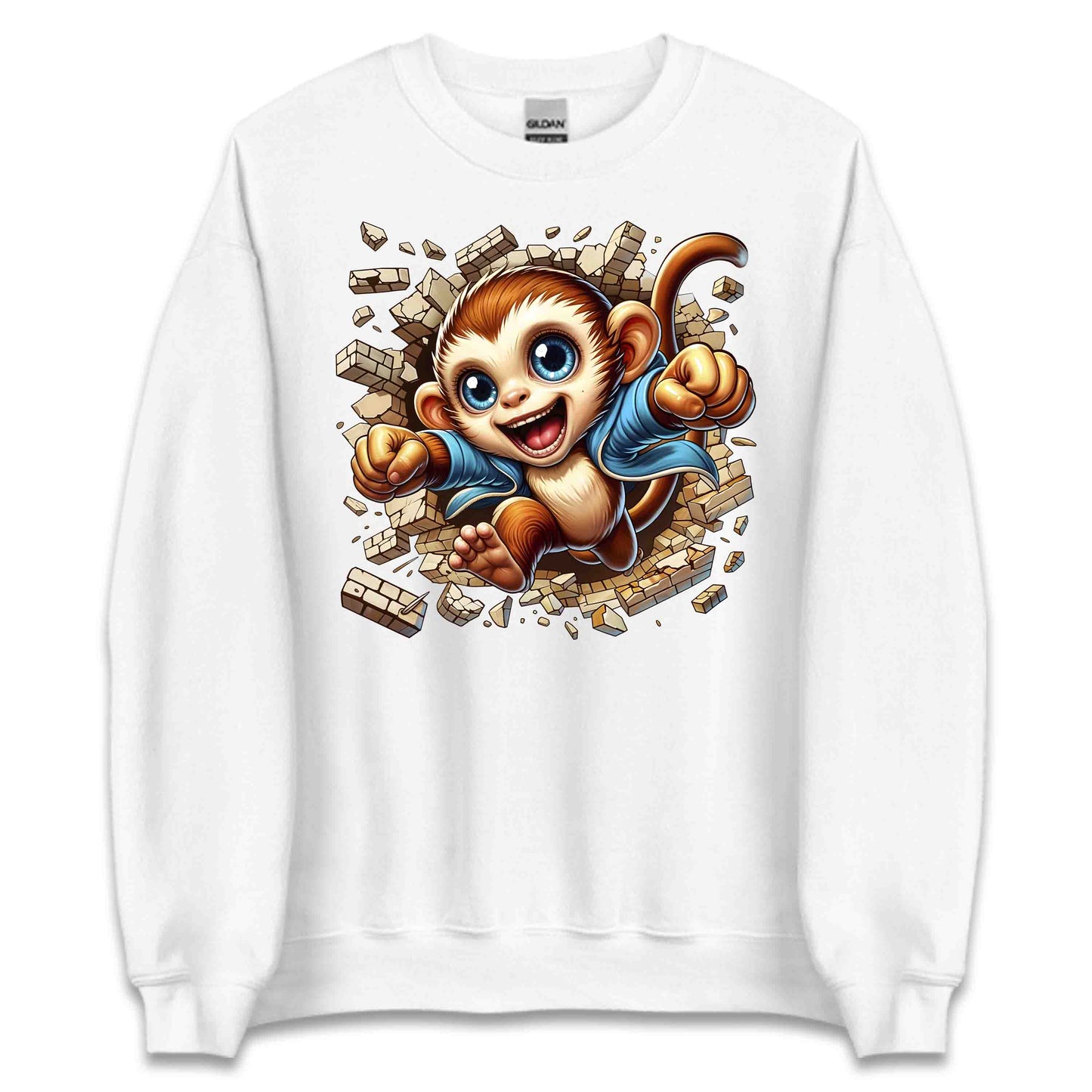 3D Realistic Cheeky Monkey Breaking Through Brick Wall | PRODUCT CODE: MKNYBRWLAMD
