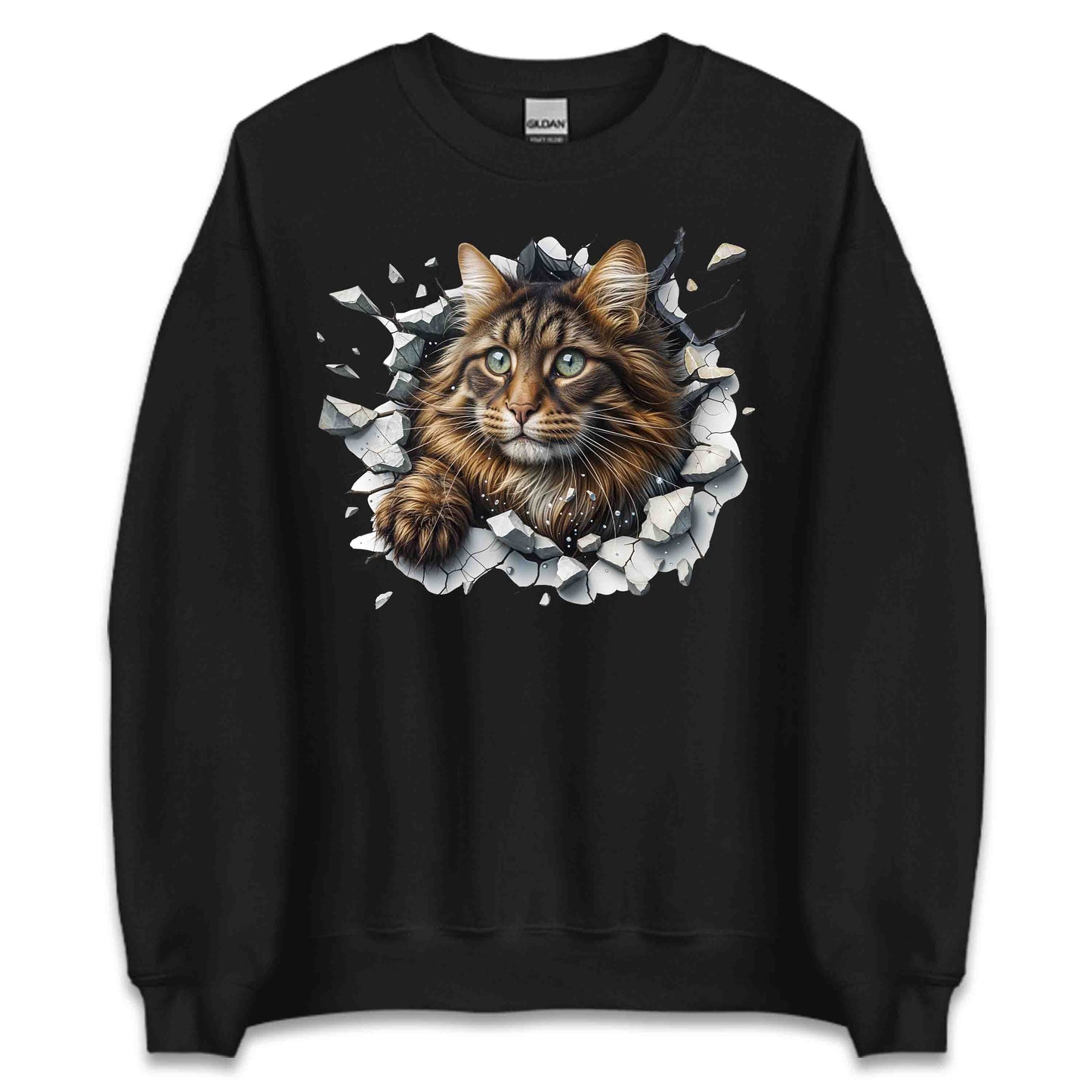 Maine Coon Cat Breaking Through Wall 3D Realistic Cat | PRODUCT CODE: MNCNOTABRKWL