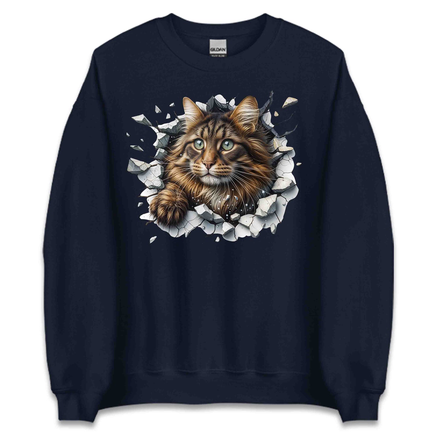 Maine Coon Cat Breaking Through Wall 3D Realistic Cat | PRODUCT CODE: MNCNOTABRKWL