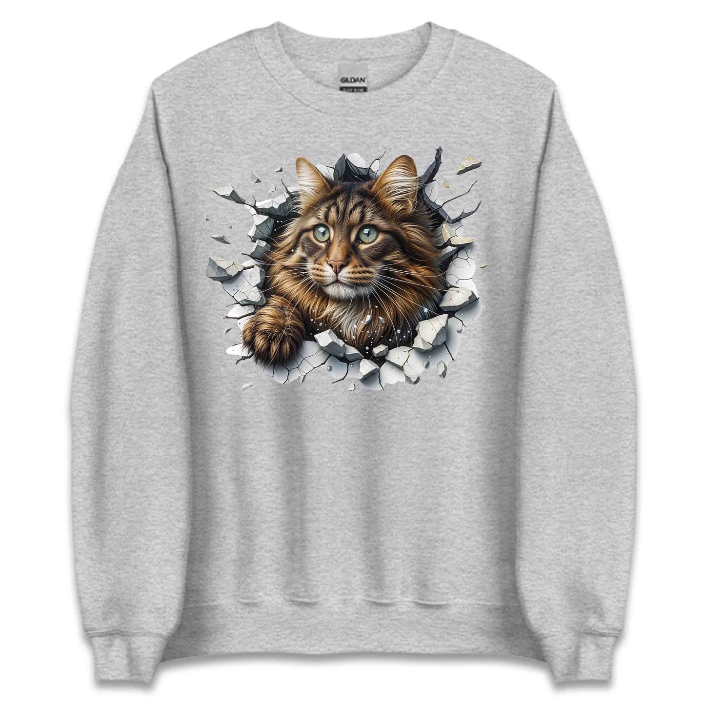 Maine Coon Cat Breaking Through Wall 3D Realistic Cat | PRODUCT CODE: MNCNOTABRKWL