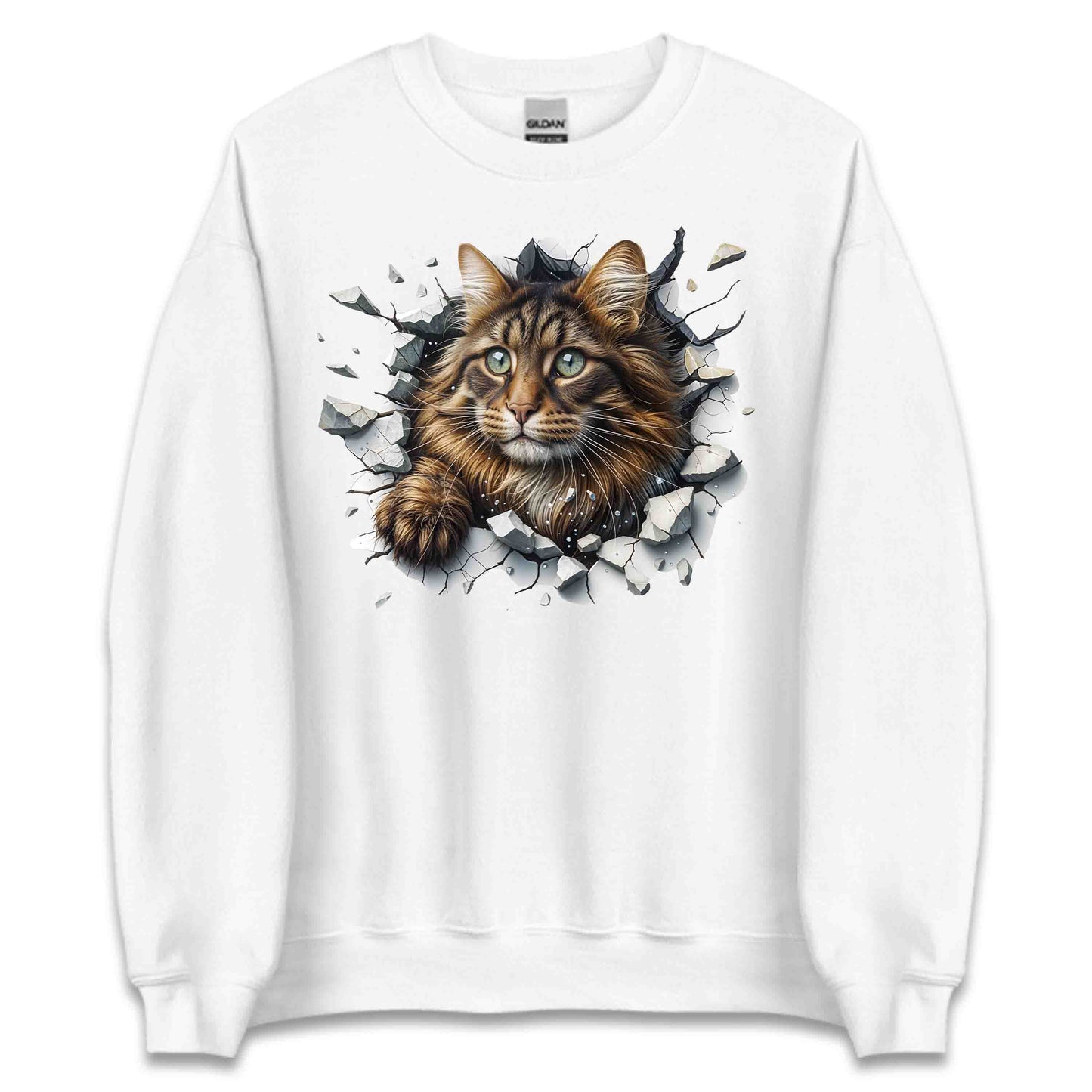 Maine Coon Cat Breaking Through Wall 3D Realistic Cat | PRODUCT CODE: MNCNOTABRKWL