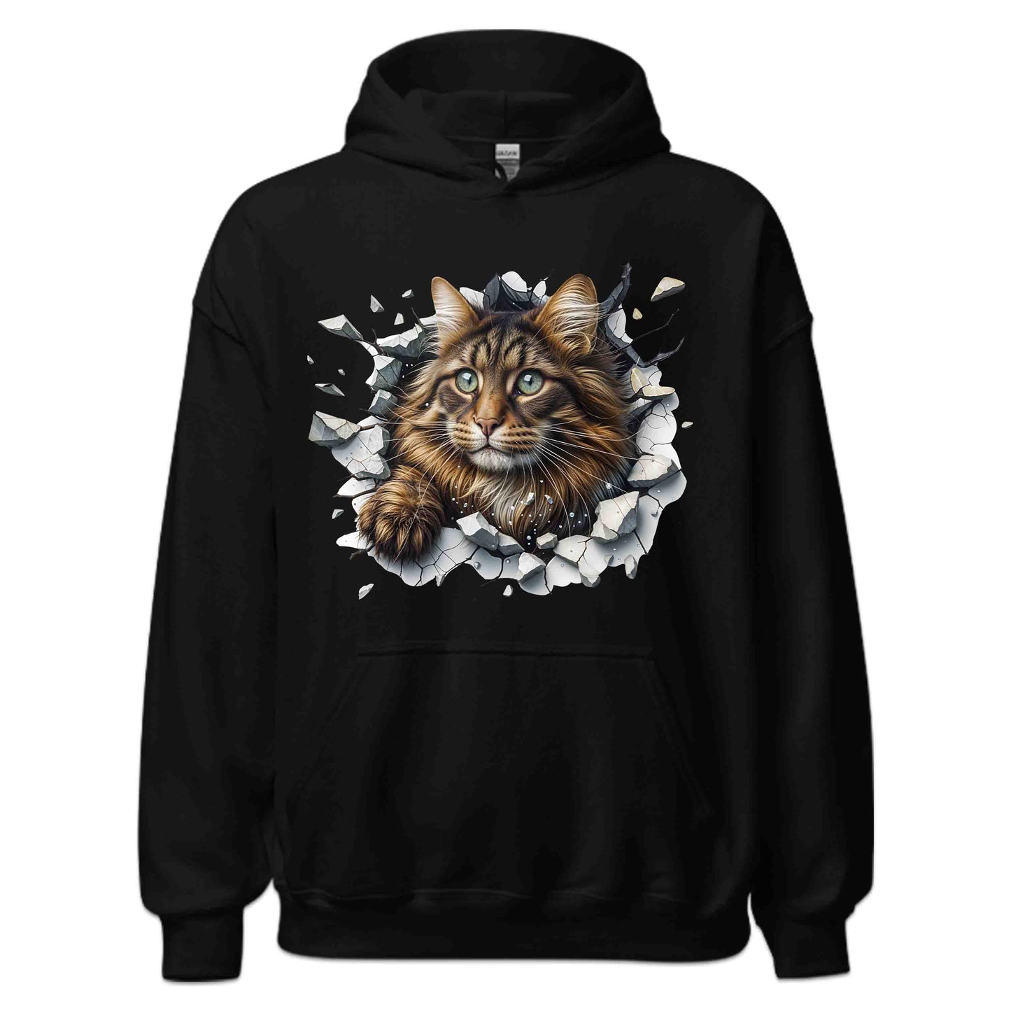 Maine Coon Cat Breaking Through Wall 3D Realistic Cat | PRODUCT CODE: MNCNOTABRKWL