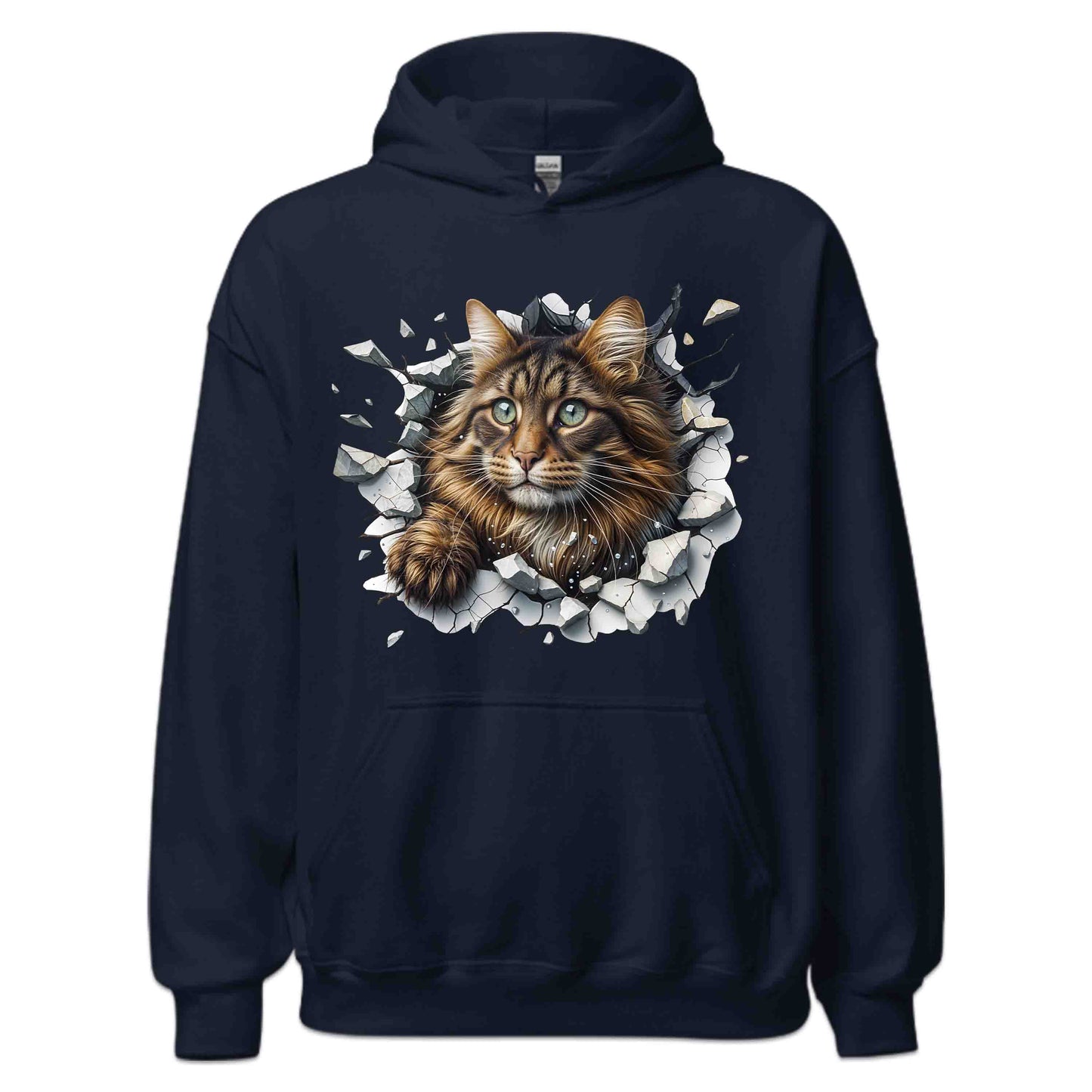 Maine Coon Cat Breaking Through Wall 3D Realistic Cat | PRODUCT CODE: MNCNOTABRKWL