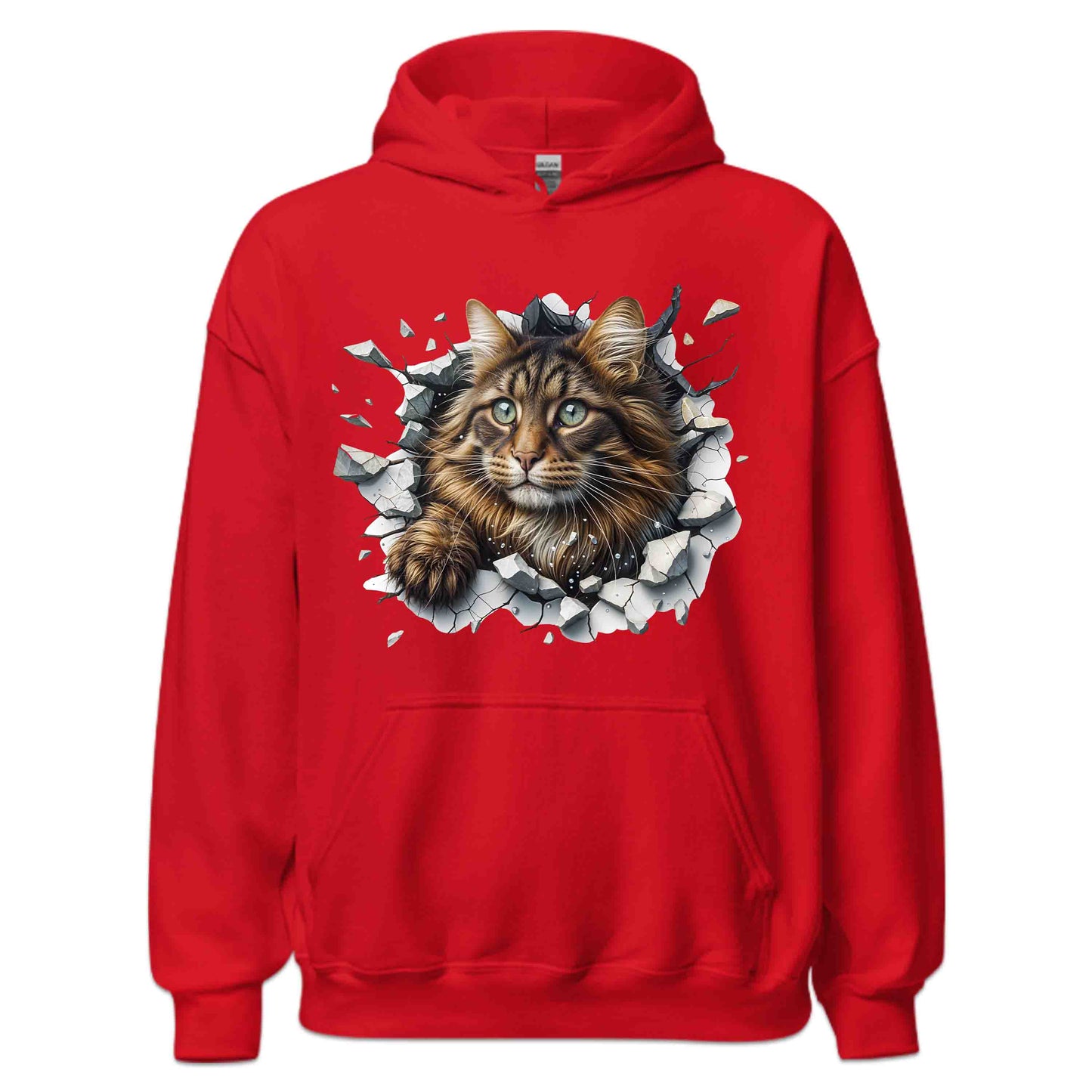 Maine Coon Cat Breaking Through Wall 3D Realistic Cat | PRODUCT CODE: MNCNOTABRKWL