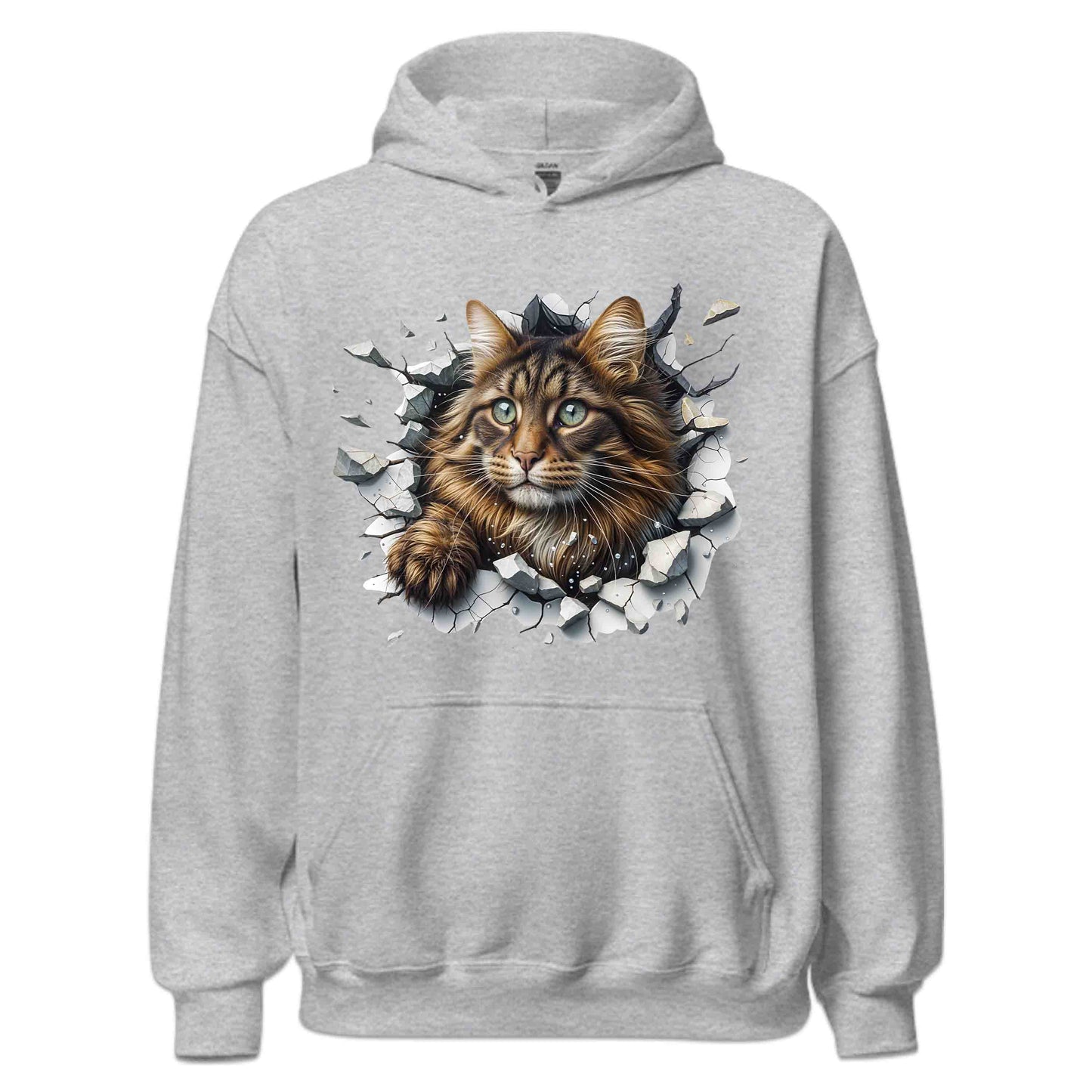 Maine Coon Cat Breaking Through Wall 3D Realistic Cat | PRODUCT CODE: MNCNOTABRKWL