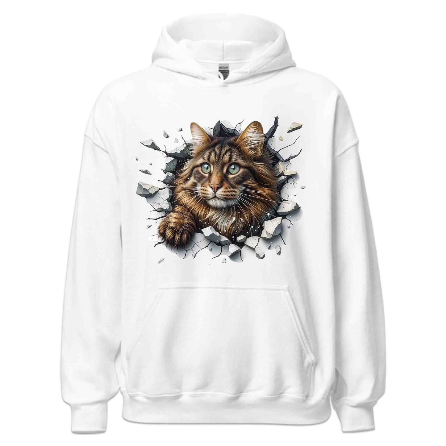 Maine Coon Cat Breaking Through Wall 3D Realistic Cat | PRODUCT CODE: MNCNOTABRKWL