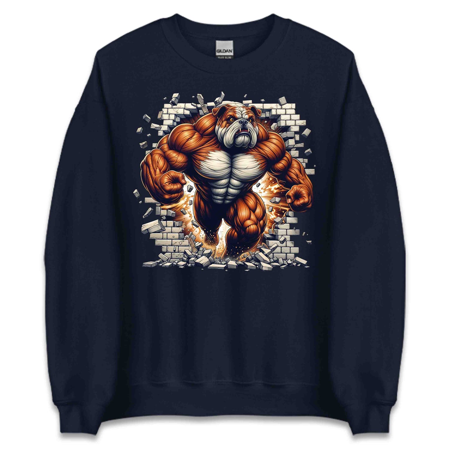 Muscular Bulldog Breaking Through Wall 3D Realistic Dog | PRODUCT CODE: MSLUBLGDOWLR