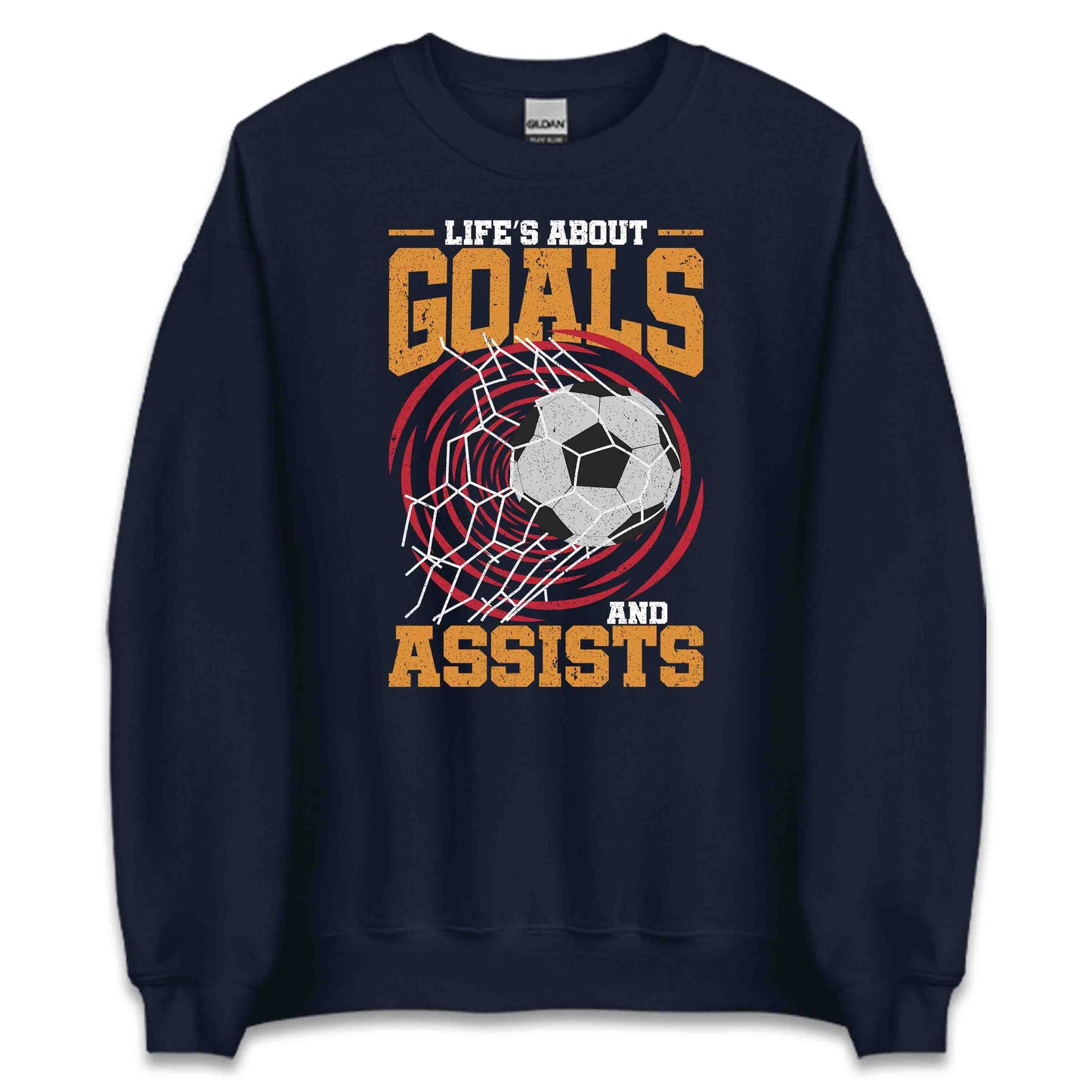 Motivational Soccer Quote Life’s About Goals & Assists Soccer Ball Net Shot | PRODUCT CODE: MTVSVCOQTELFB