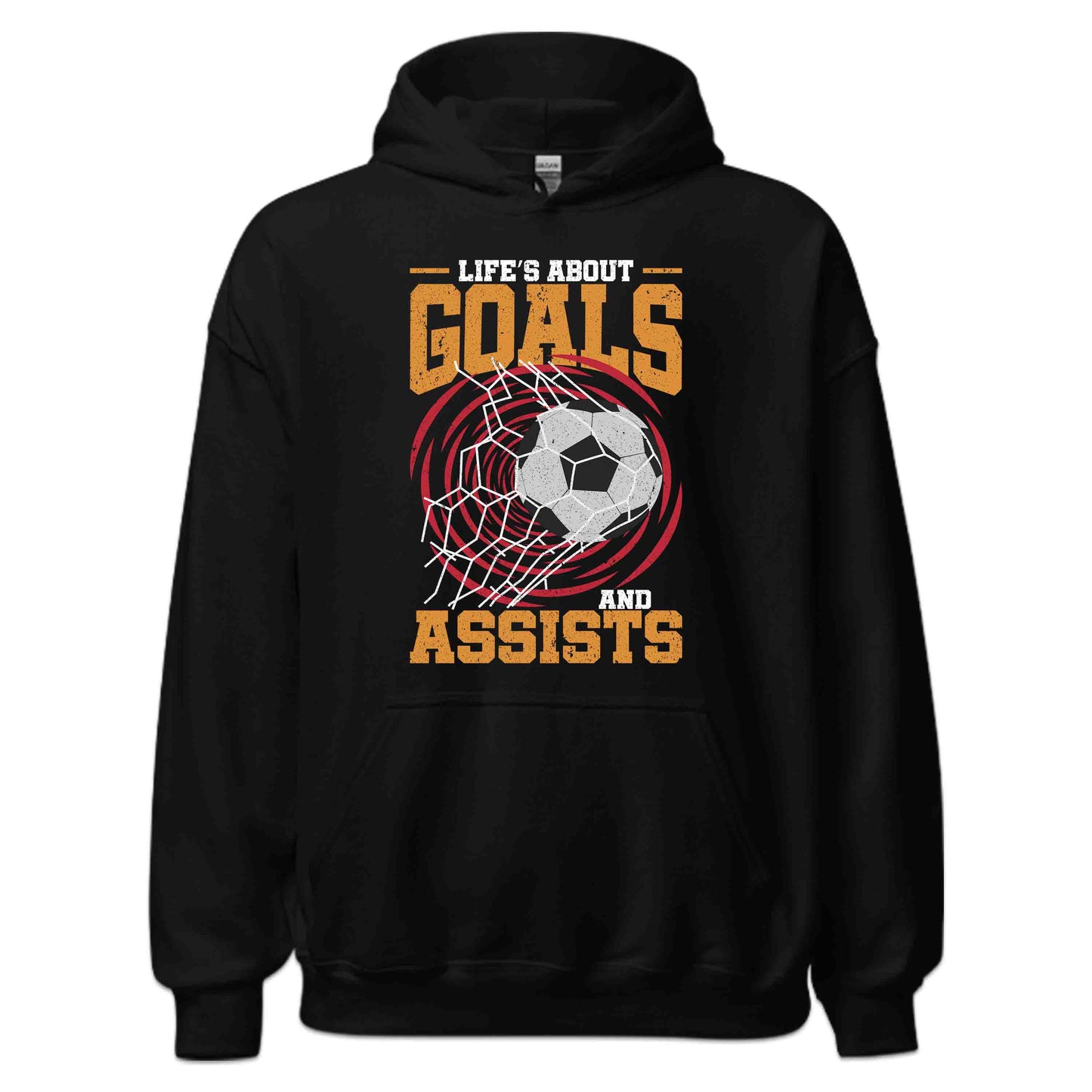 Motivational Soccer Quote Life’s About Goals & Assists Soccer Ball Net Shot | PRODUCT CODE: MTVSVCOQTELFB