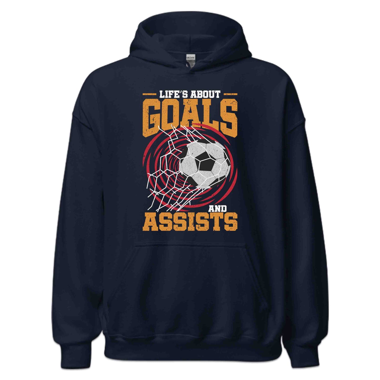 Motivational Soccer Quote Life’s About Goals & Assists Soccer Ball Net Shot | PRODUCT CODE: MTVSVCOQTELFB