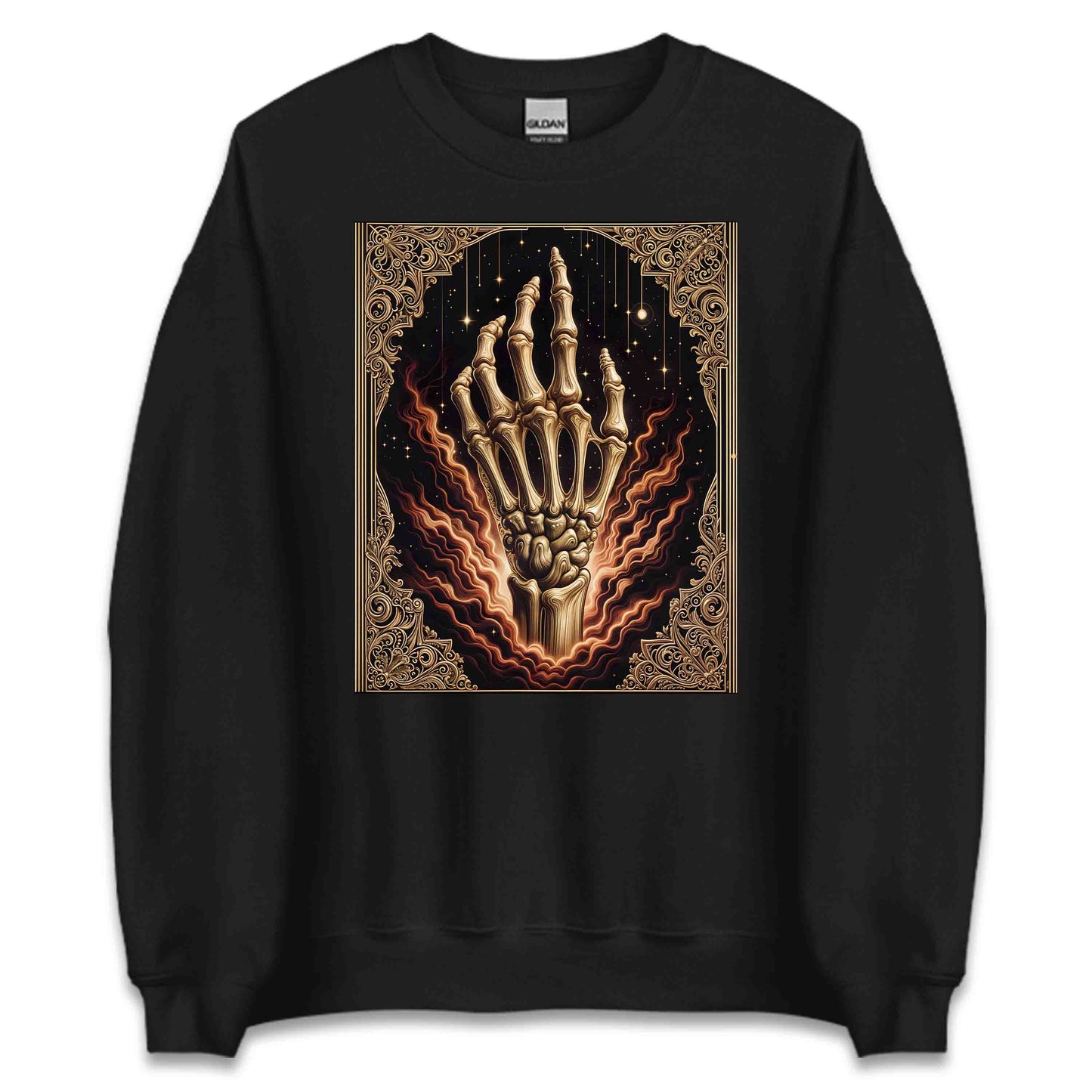 Mystical Skeleton Hand Gothic Celestial Bone Vintage Occult Aesthetic Dark Fantasy Skull | PRODUCT CODE: MTYSCKNHDN