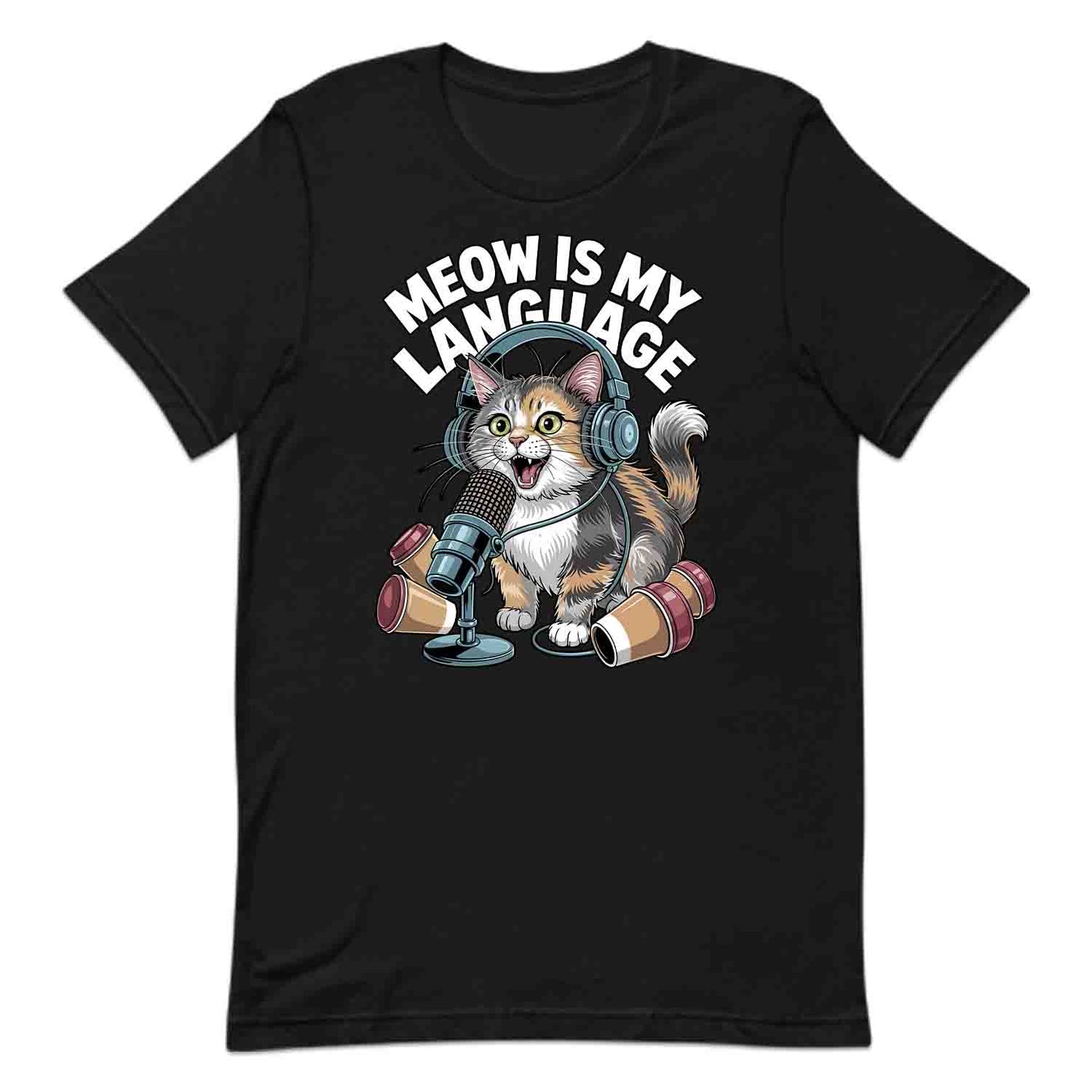 Meow Is My Language T-Shirt, DJ Cat Sweatshirt, Headphones Hoodie for Cat & Meme Lovers | PRODUCT CODE: MWQEKJIDS