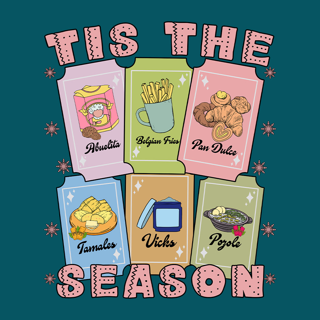 Tis The Season Mexican Christmas Festive Foods Holiday Cards Latina Xmas | PRODUCT CODE: MXNCHRMHLD