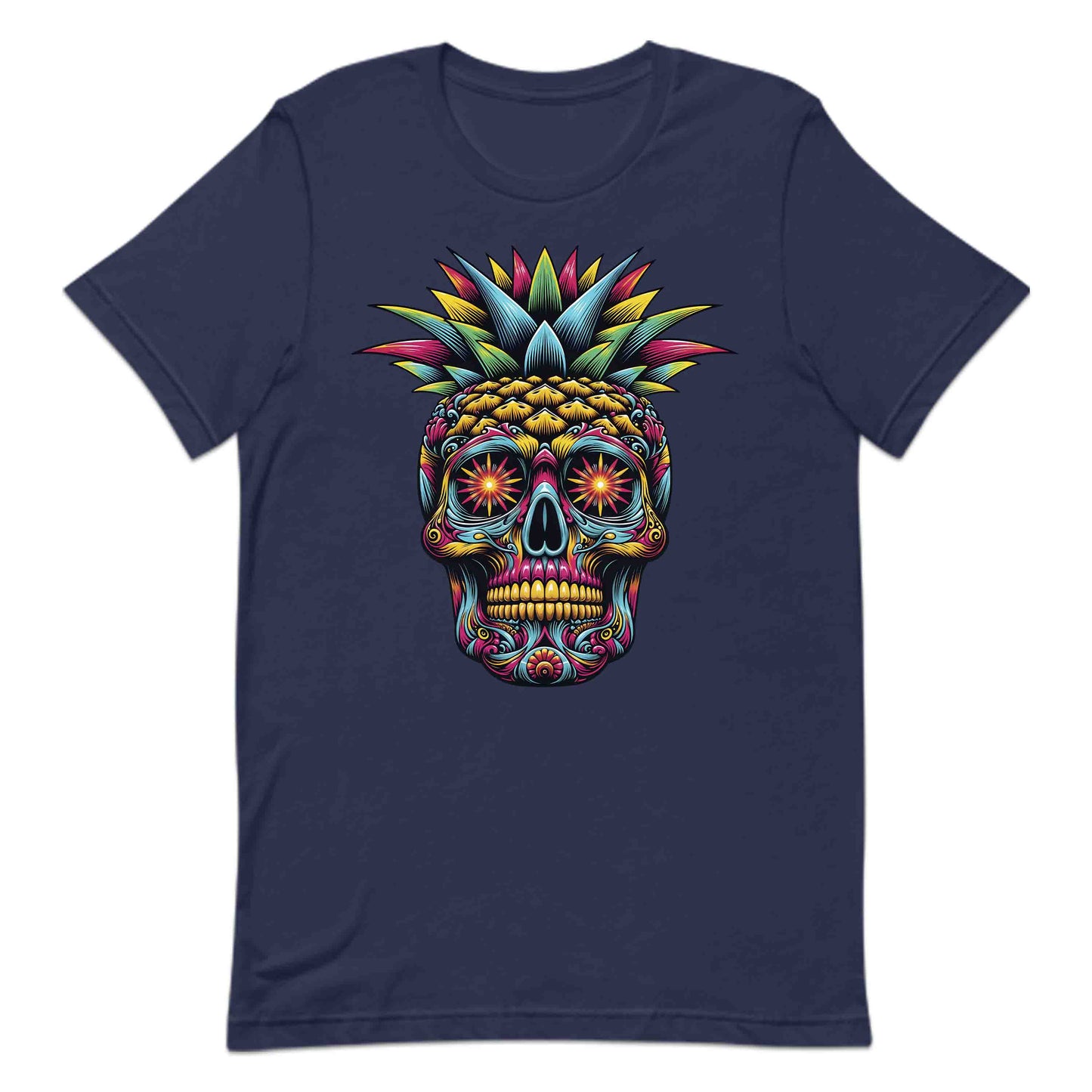Neon Sugar Skull Pineapple Psychedelic Day of the Dead Colorful Festival Aesthetic | PRODUCT CODE: NOSGURLPNEYD