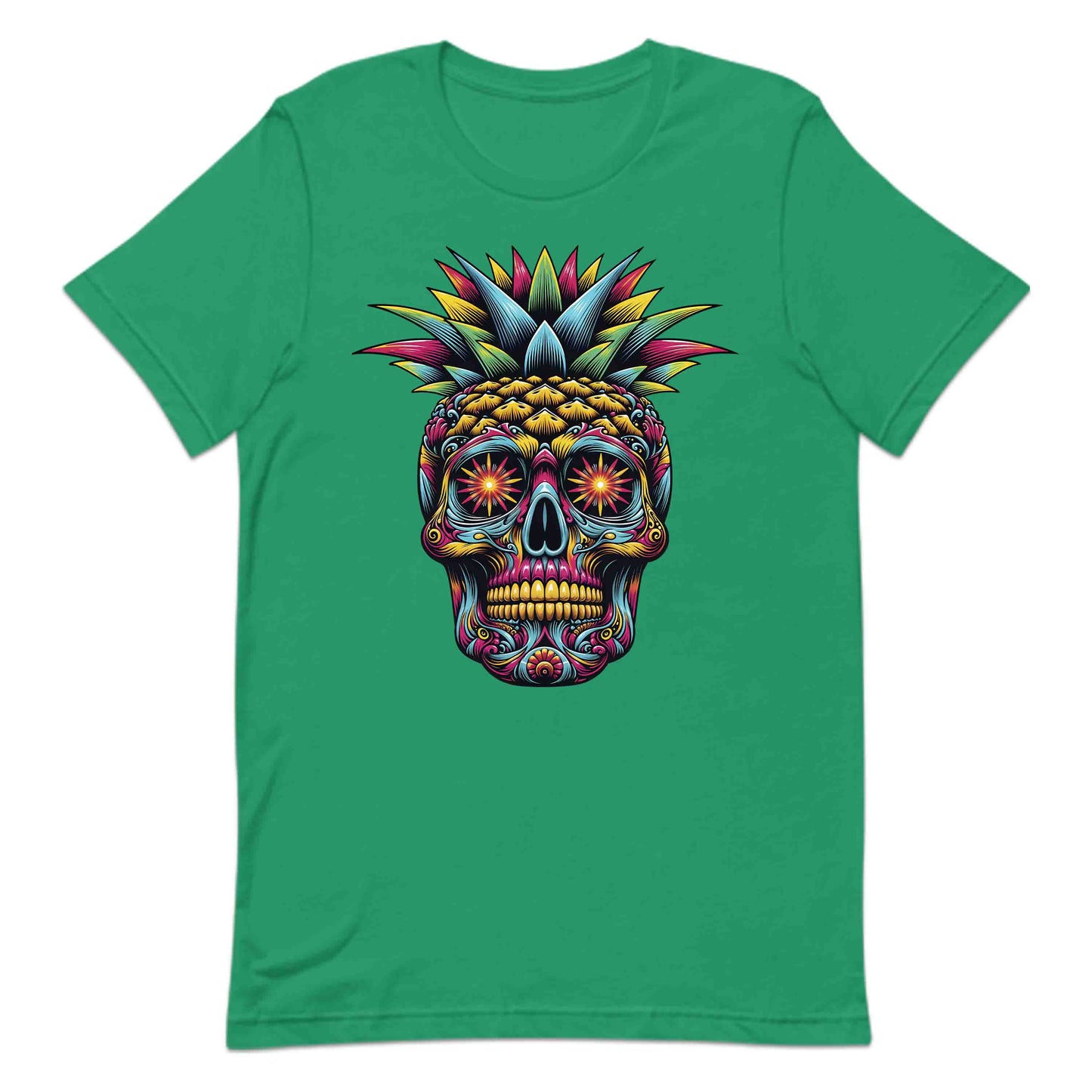 Neon Sugar Skull Pineapple Psychedelic Day of the Dead Colorful Festival Aesthetic | PRODUCT CODE: NOSGURLPNEYD