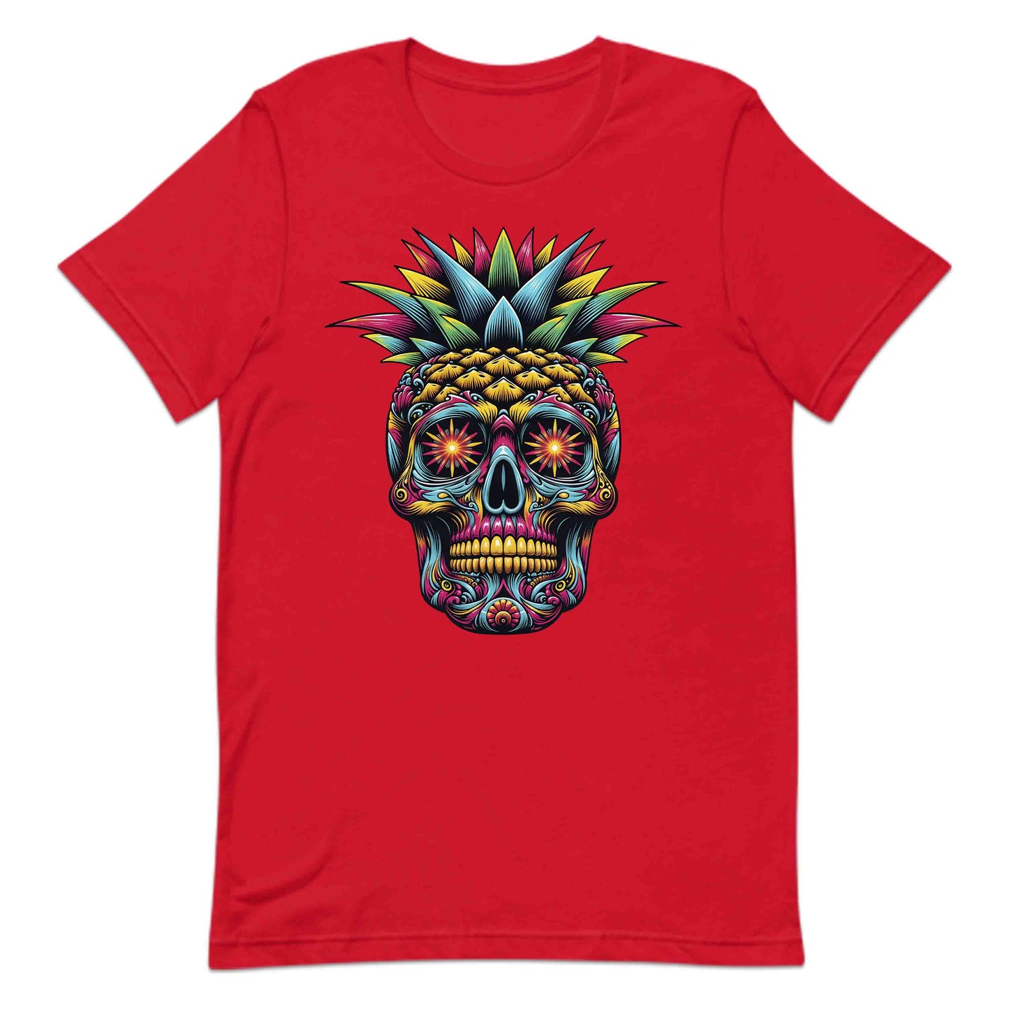 Neon Sugar Skull Pineapple Psychedelic Day of the Dead Colorful Festival Aesthetic | PRODUCT CODE: NOSGURLPNEYD