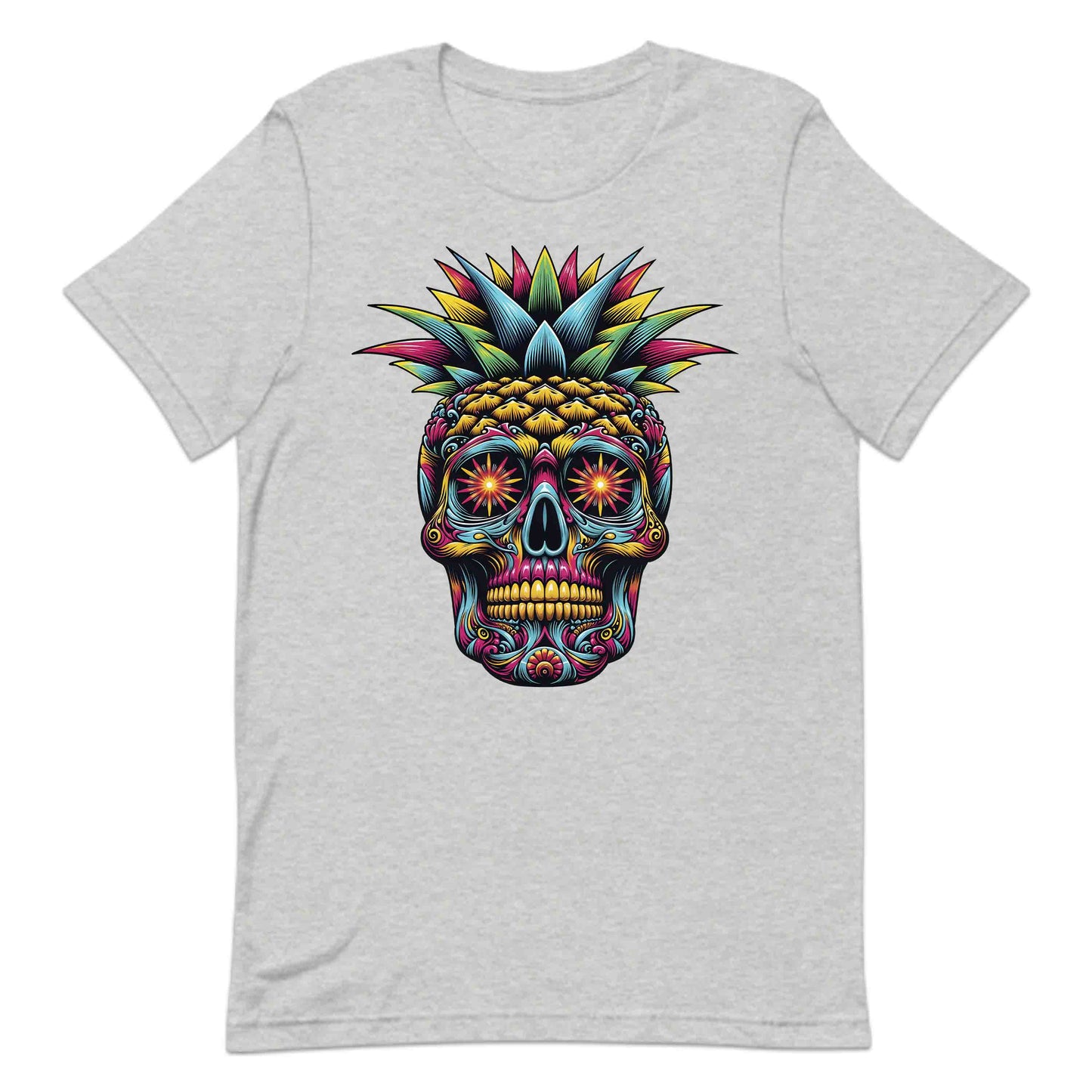 Neon Sugar Skull Pineapple Psychedelic Day of the Dead Colorful Festival Aesthetic | PRODUCT CODE: NOSGURLPNEYD
