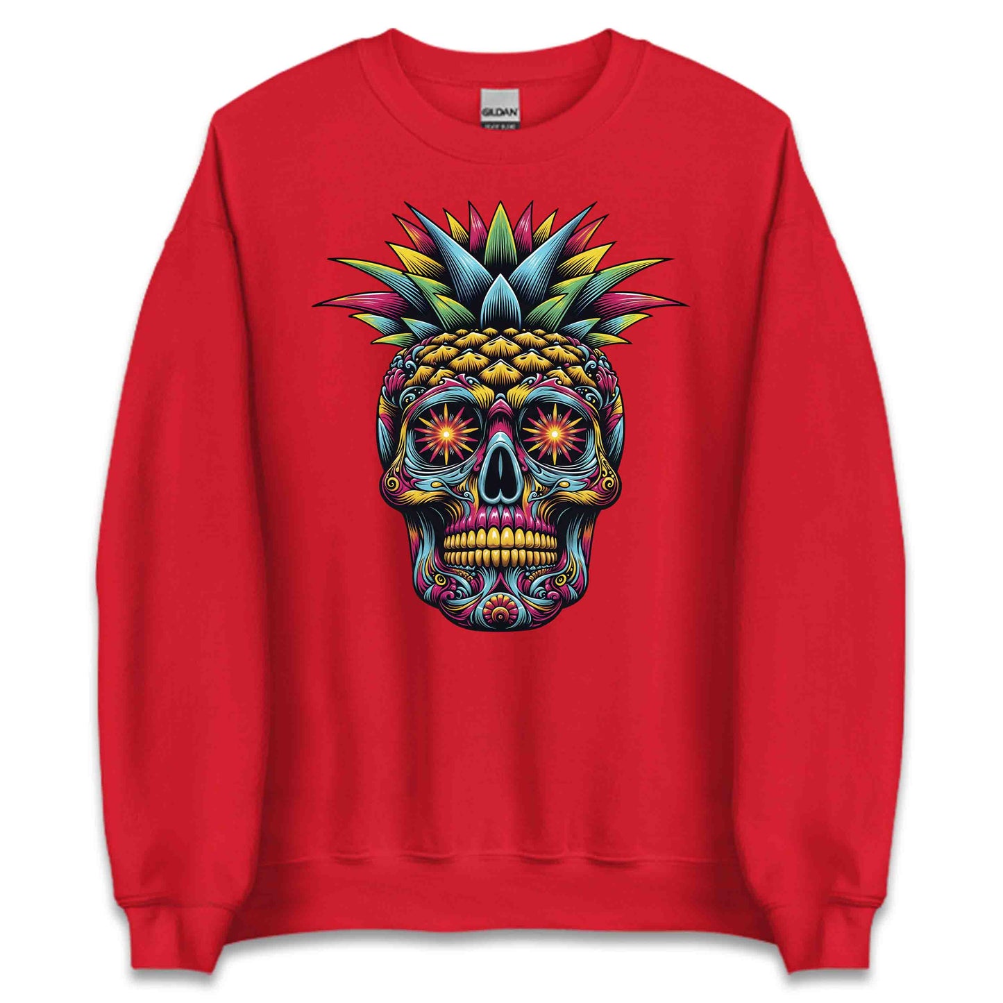 Neon Sugar Skull Pineapple Psychedelic Day of the Dead Colorful Festival Aesthetic | PRODUCT CODE: NOSGURLPNEYD