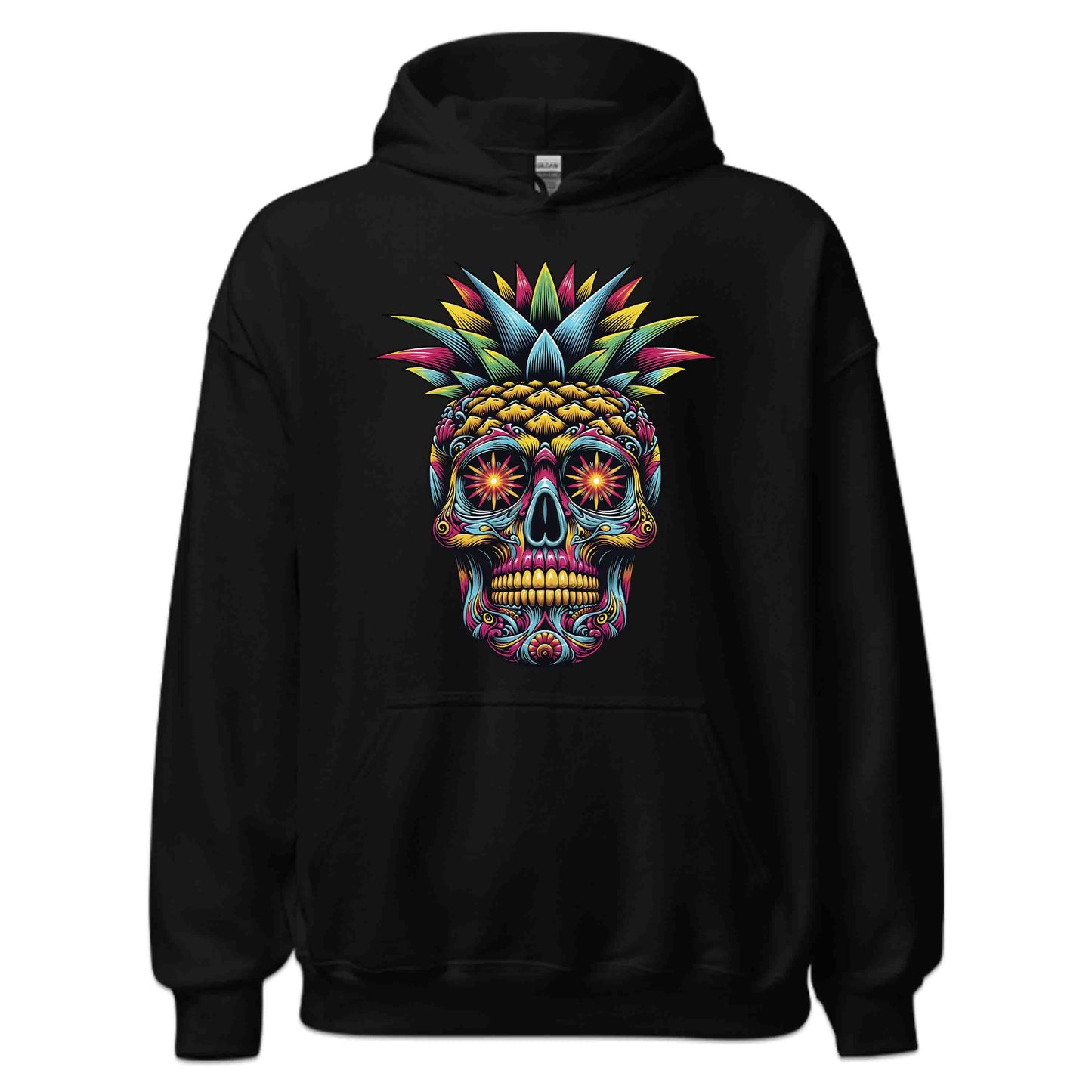 Neon Sugar Skull Pineapple Psychedelic Day of the Dead Colorful Festival Aesthetic | PRODUCT CODE: NOSGURLPNEYD