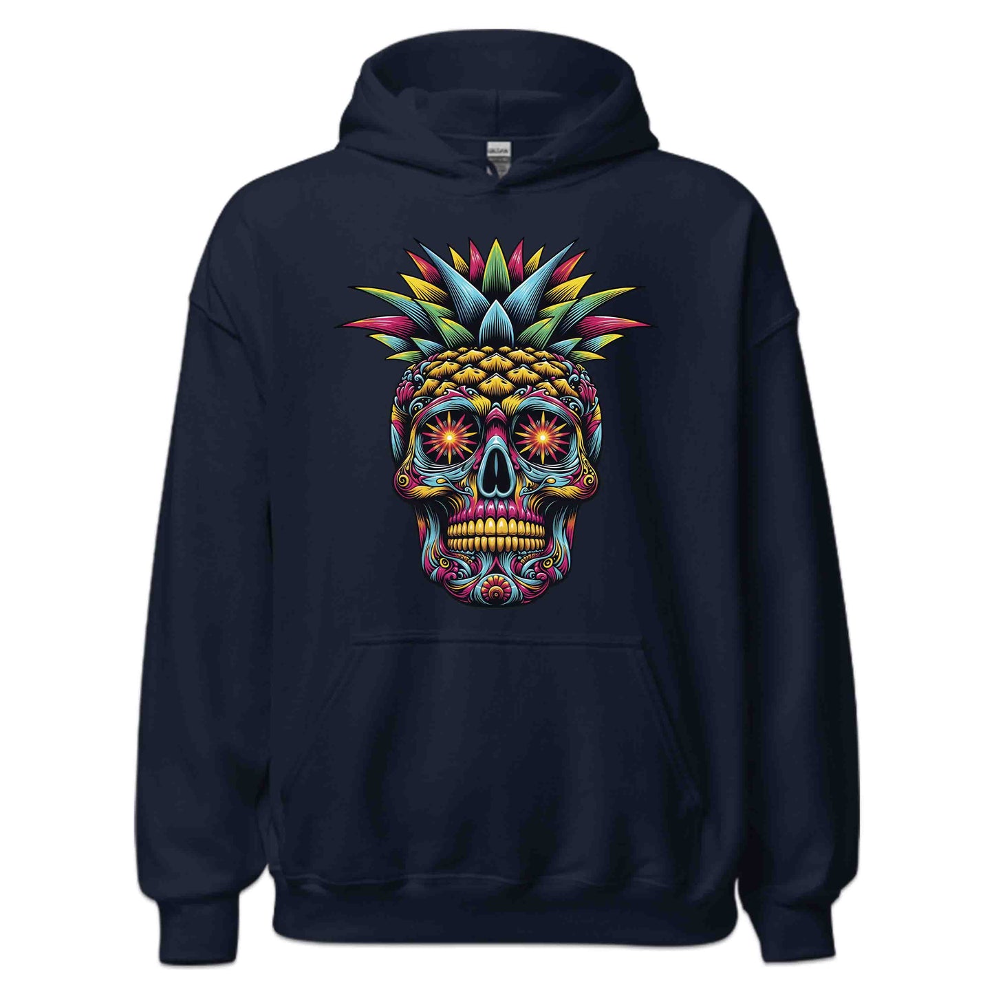 Neon Sugar Skull Pineapple Psychedelic Day of the Dead Colorful Festival Aesthetic | PRODUCT CODE: NOSGURLPNEYD