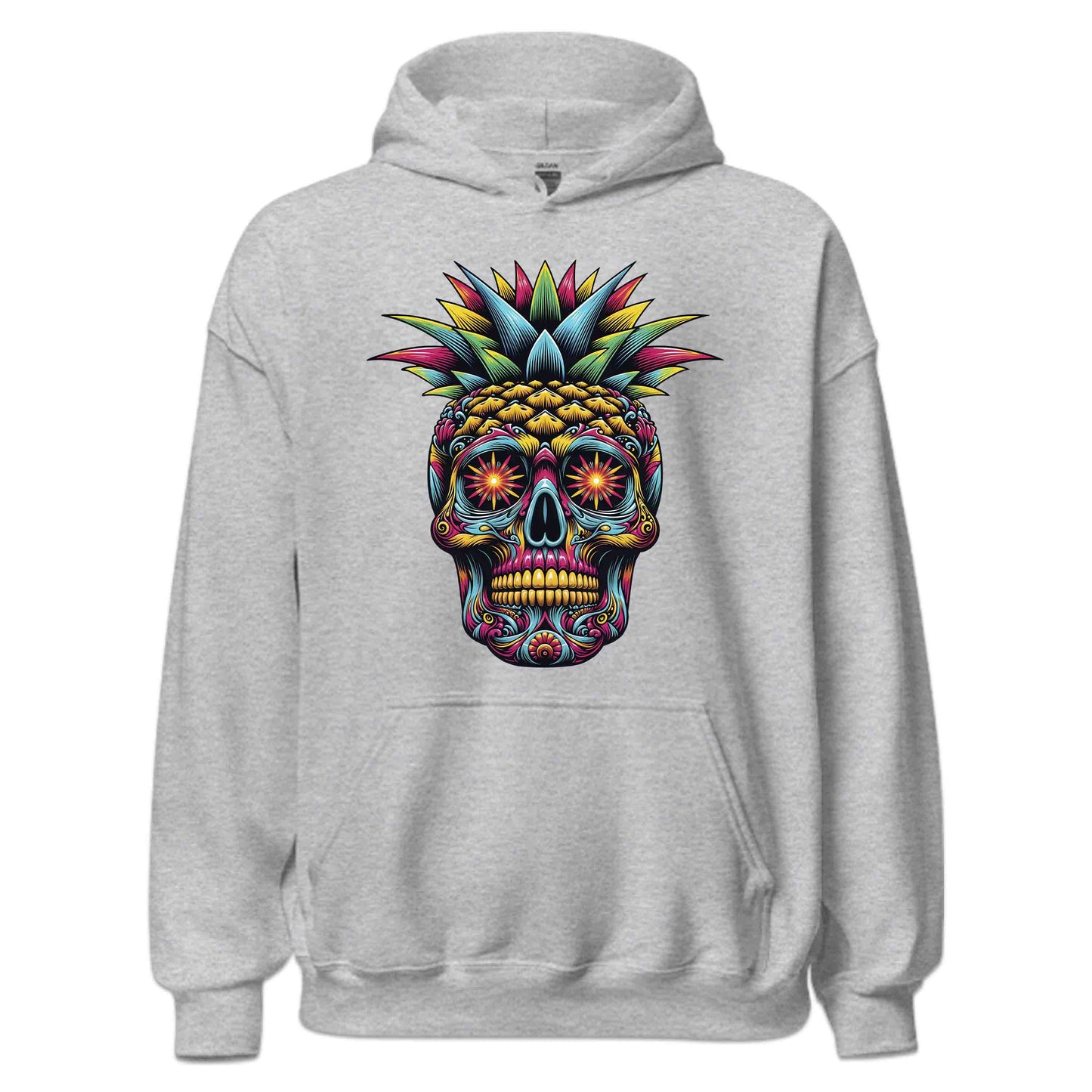 Neon Sugar Skull Pineapple Psychedelic Day of the Dead Colorful Festival Aesthetic | PRODUCT CODE: NOSGURLPNEYD