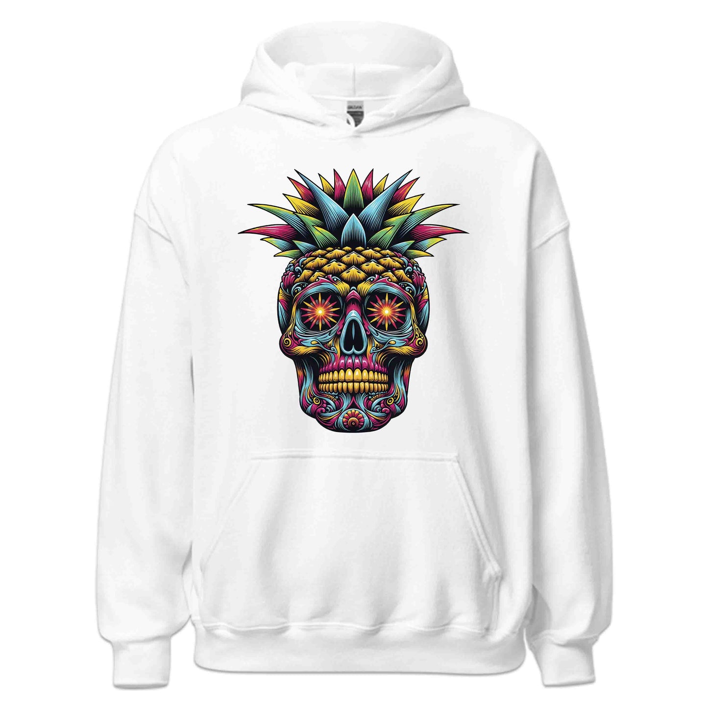 Neon Sugar Skull Pineapple Psychedelic Day of the Dead Colorful Festival Aesthetic | PRODUCT CODE: NOSGURLPNEYD