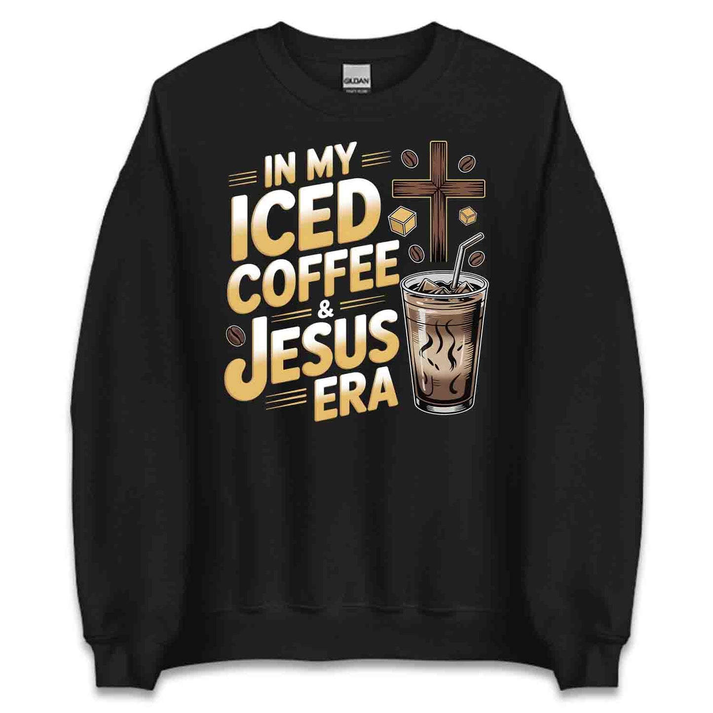 Iced Coffee & Jesus T-Shirt, Christian Faith Sweatshirt, Inspirational Hoodie | PRODUCT CODE: NWBEHGASD