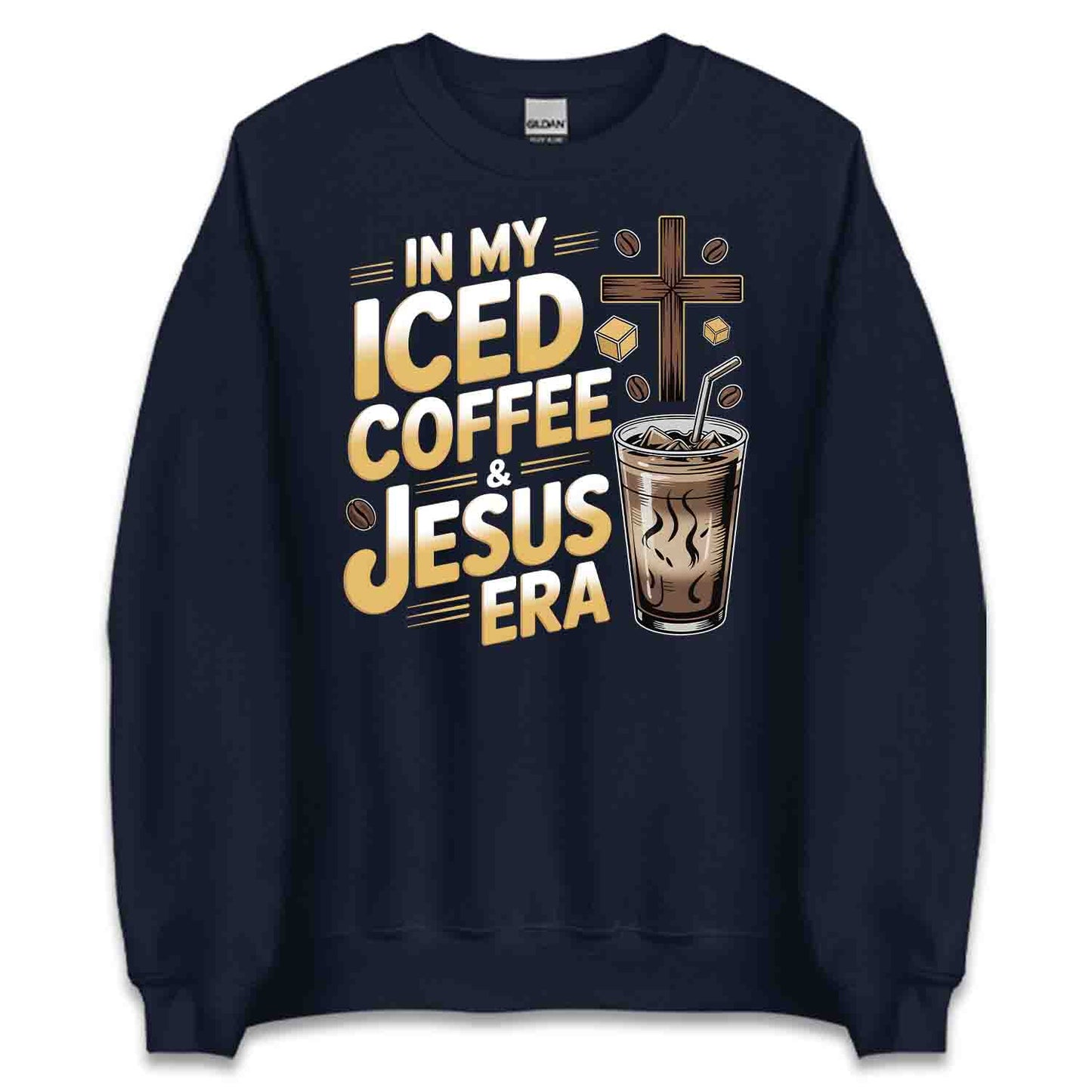 Iced Coffee & Jesus T-Shirt, Christian Faith Sweatshirt, Inspirational Hoodie | PRODUCT CODE: NWBEHGASD